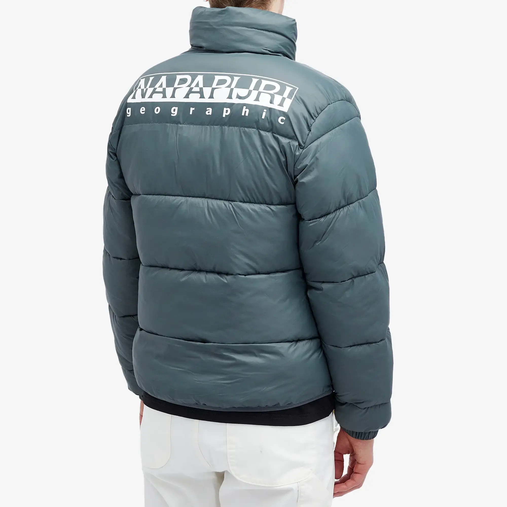 Napapijri Men's Box Logo Puffer Jacket Green Urban