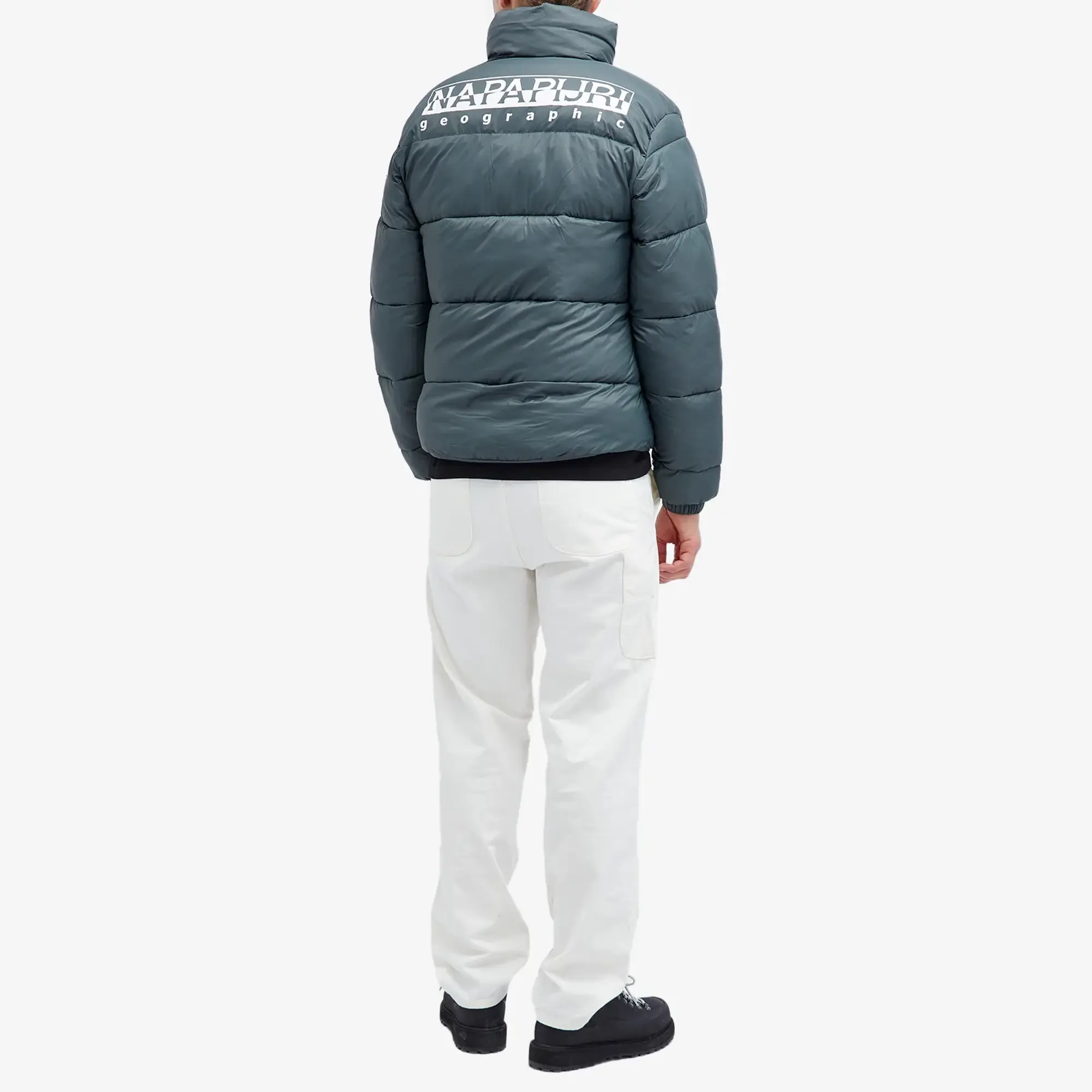 Napapijri Men's Box Logo Puffer Jacket Green Urban