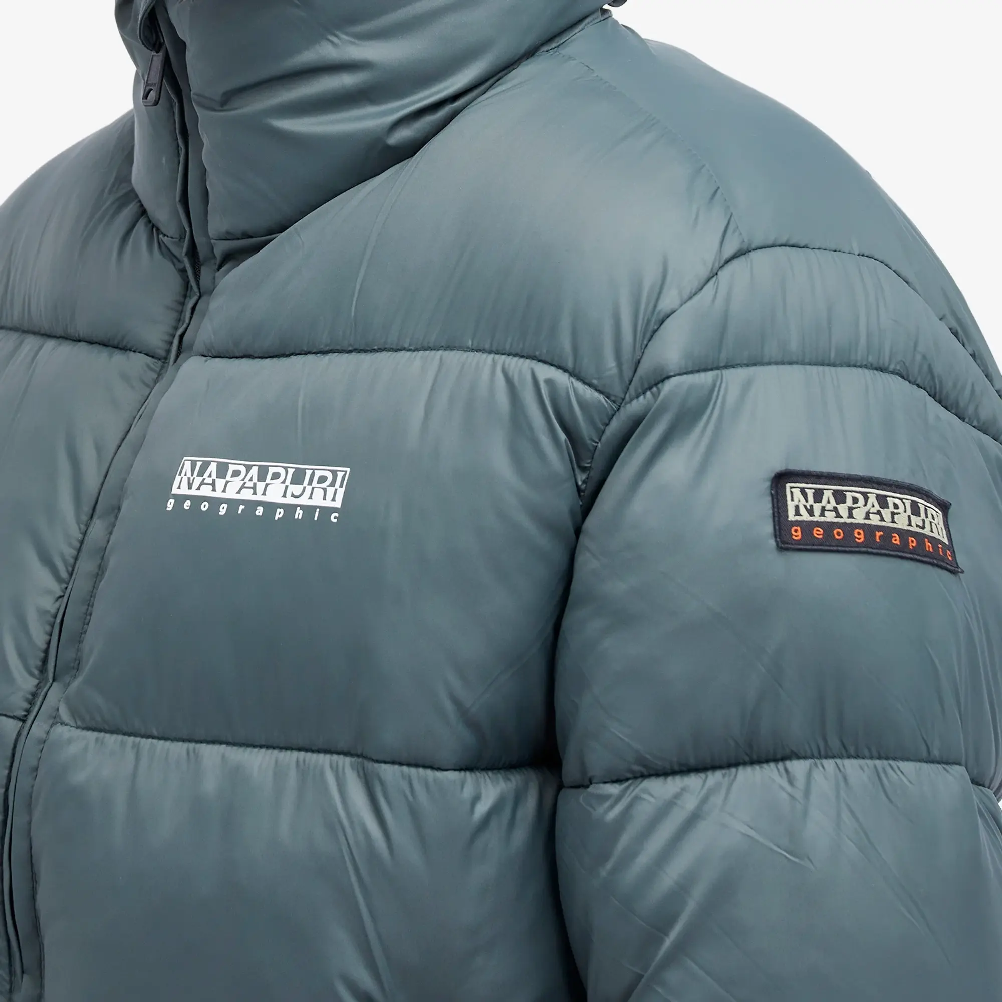 Napapijri Men's Box Logo Puffer Jacket Green Urban