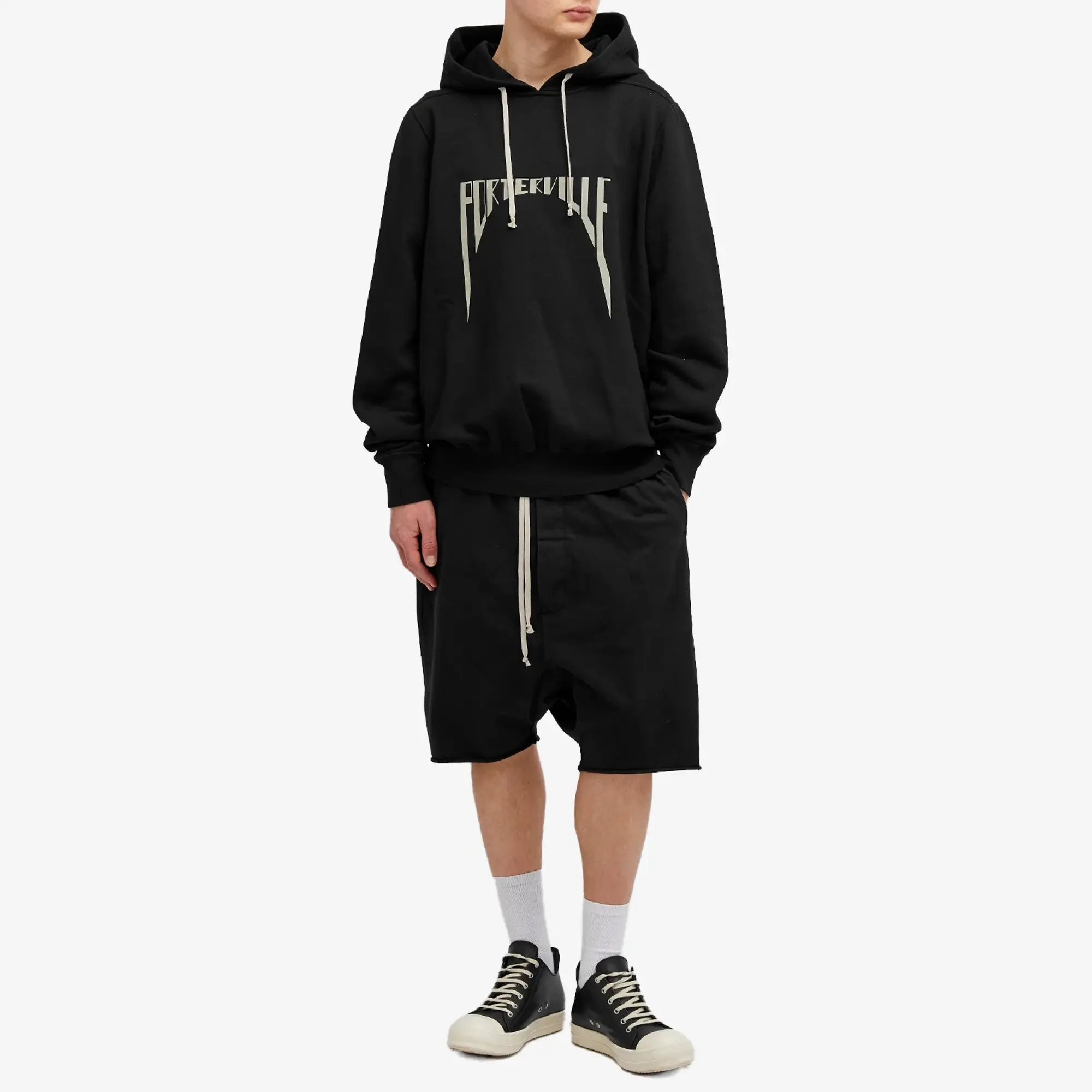 Rick Owens Men's Porterville Popover Hoodie Black/Pearl
