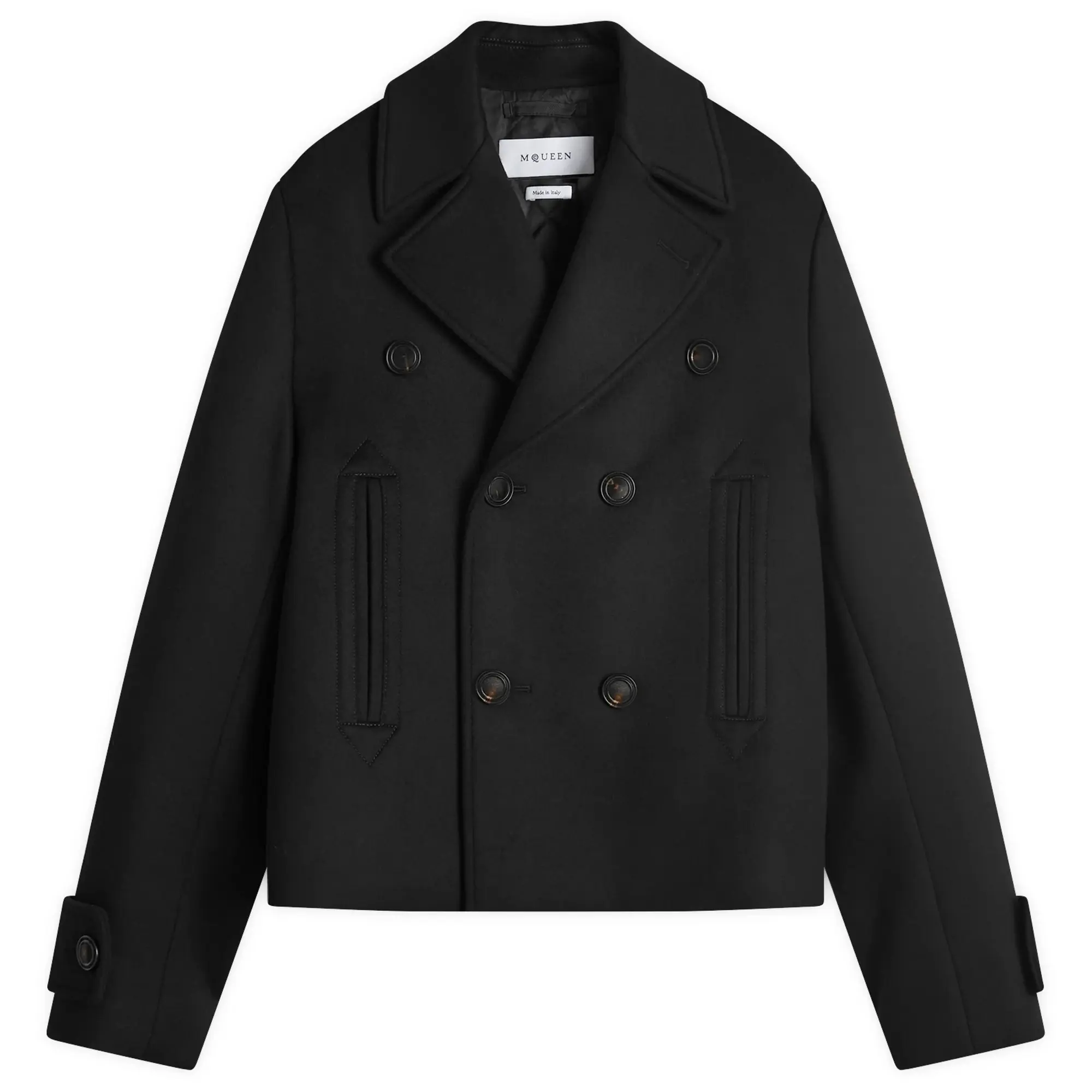 Alexander McQueen Men's Wool Felt Double Breasted Jacket Black
