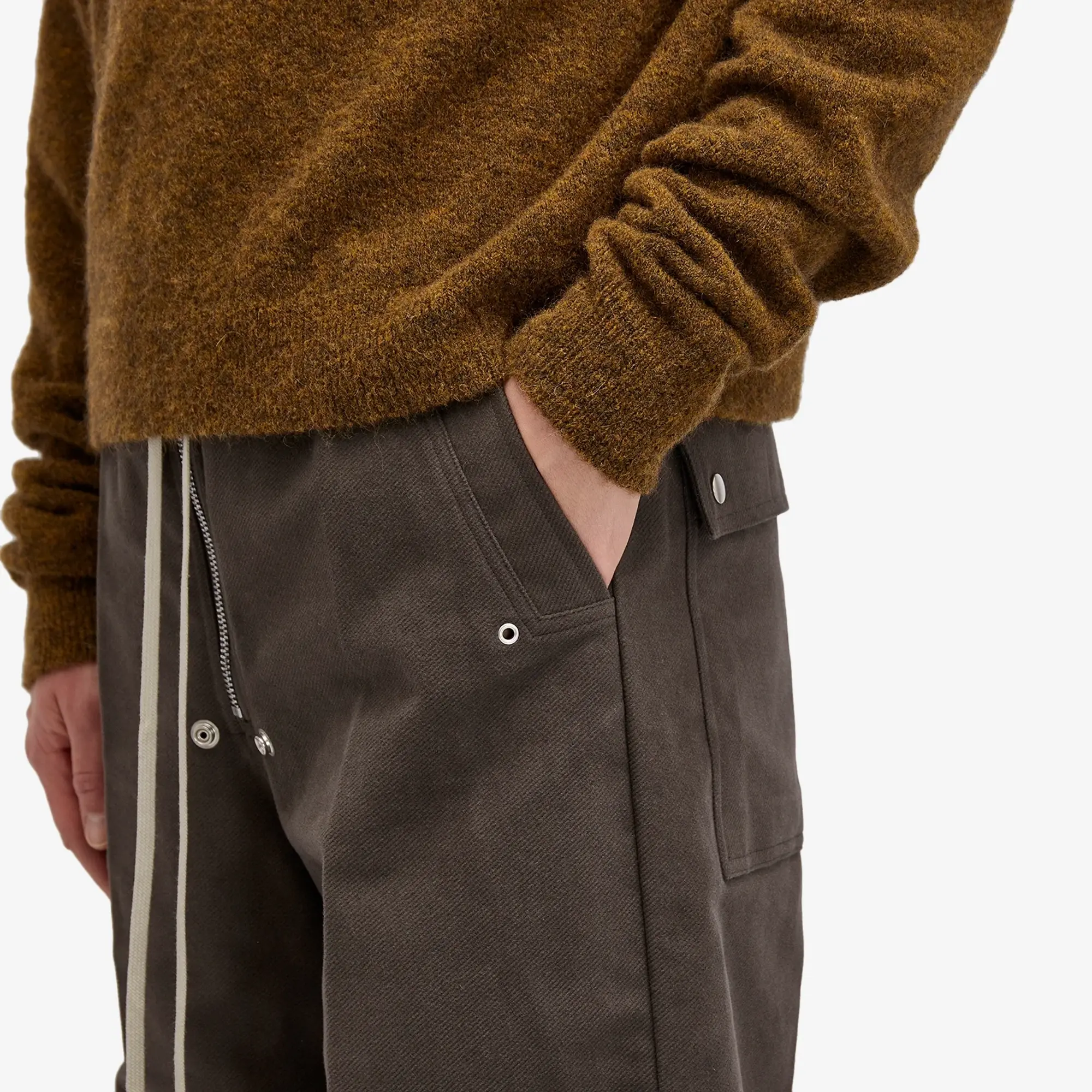 Rick Owens Men's Brushed Heavy Twill Wide Bela Trousers Dark Dust