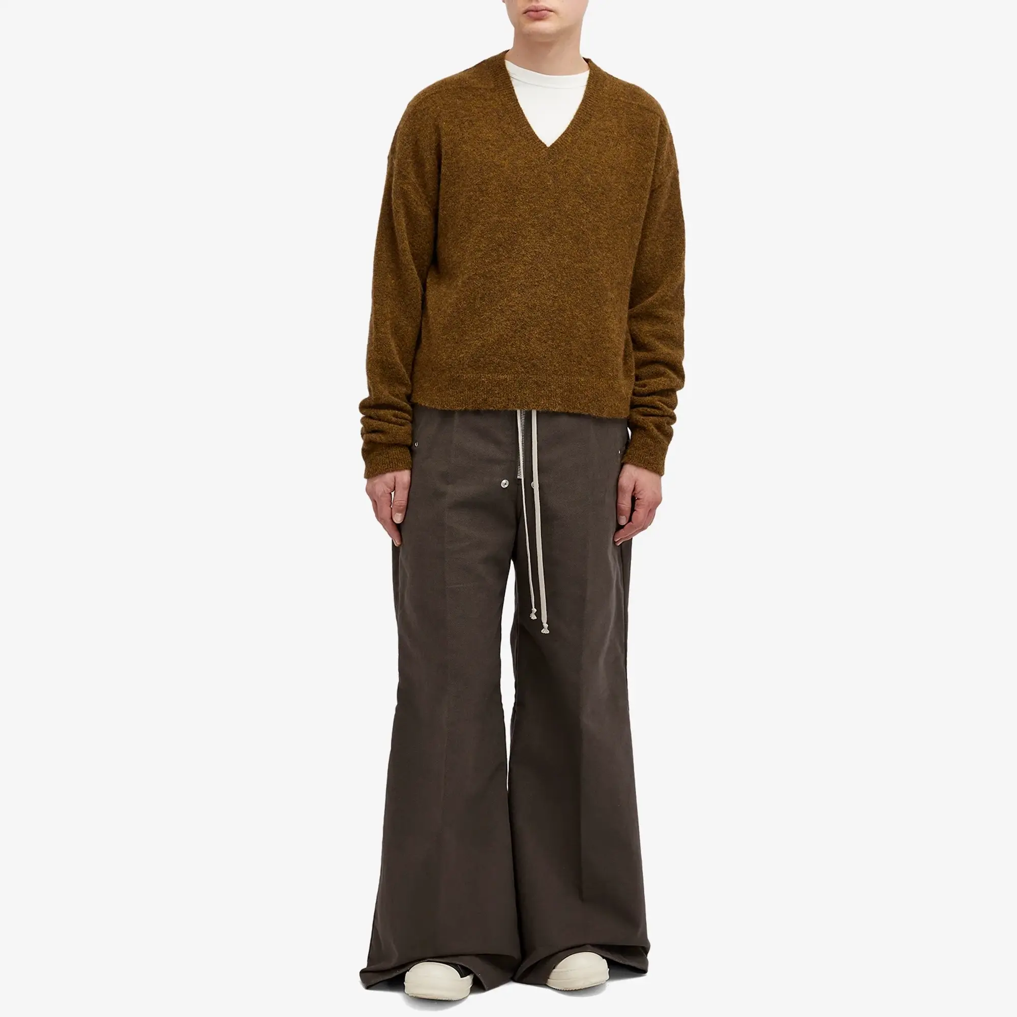 Rick Owens Men's Brushed Heavy Twill Wide Bela Trousers Dark Dust