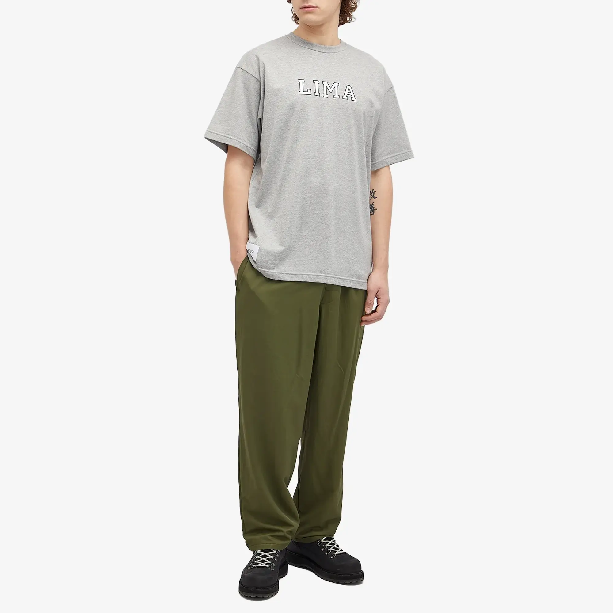 WTAPS Men's 05 Phonetic Print T-Shirt Ash Grey