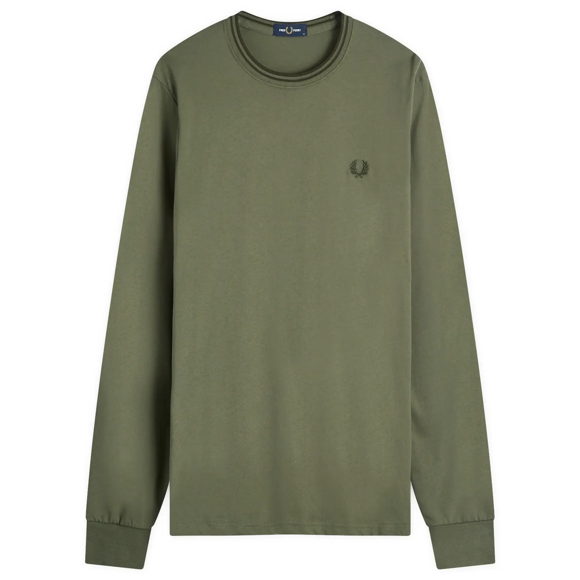 Fred Perry Men's Long Sleeve Twin Tipped T-Shirt Laurel Wreath Green/Night Green