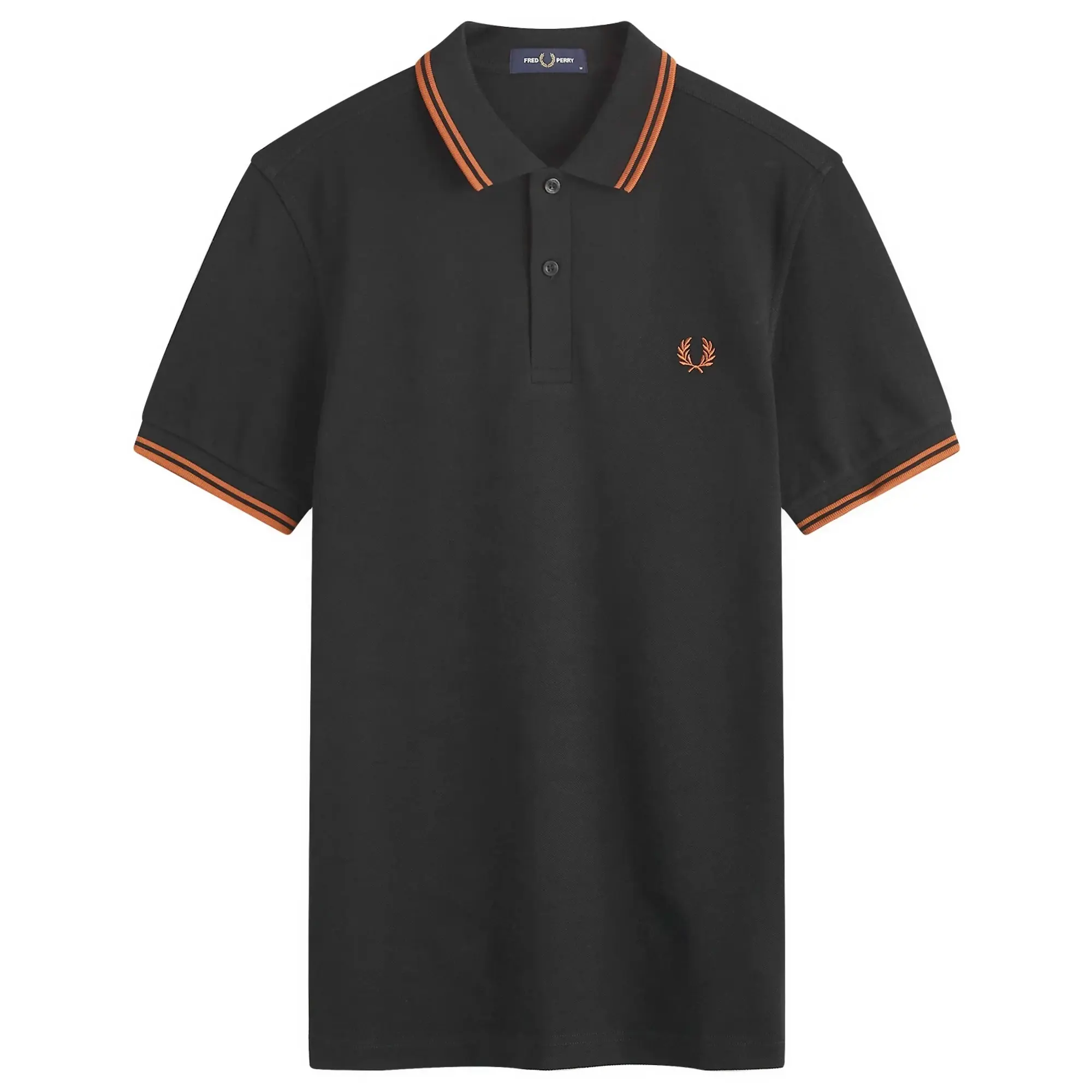 Fred Perry Twin Tipped Polo Shirt In Black And Orange