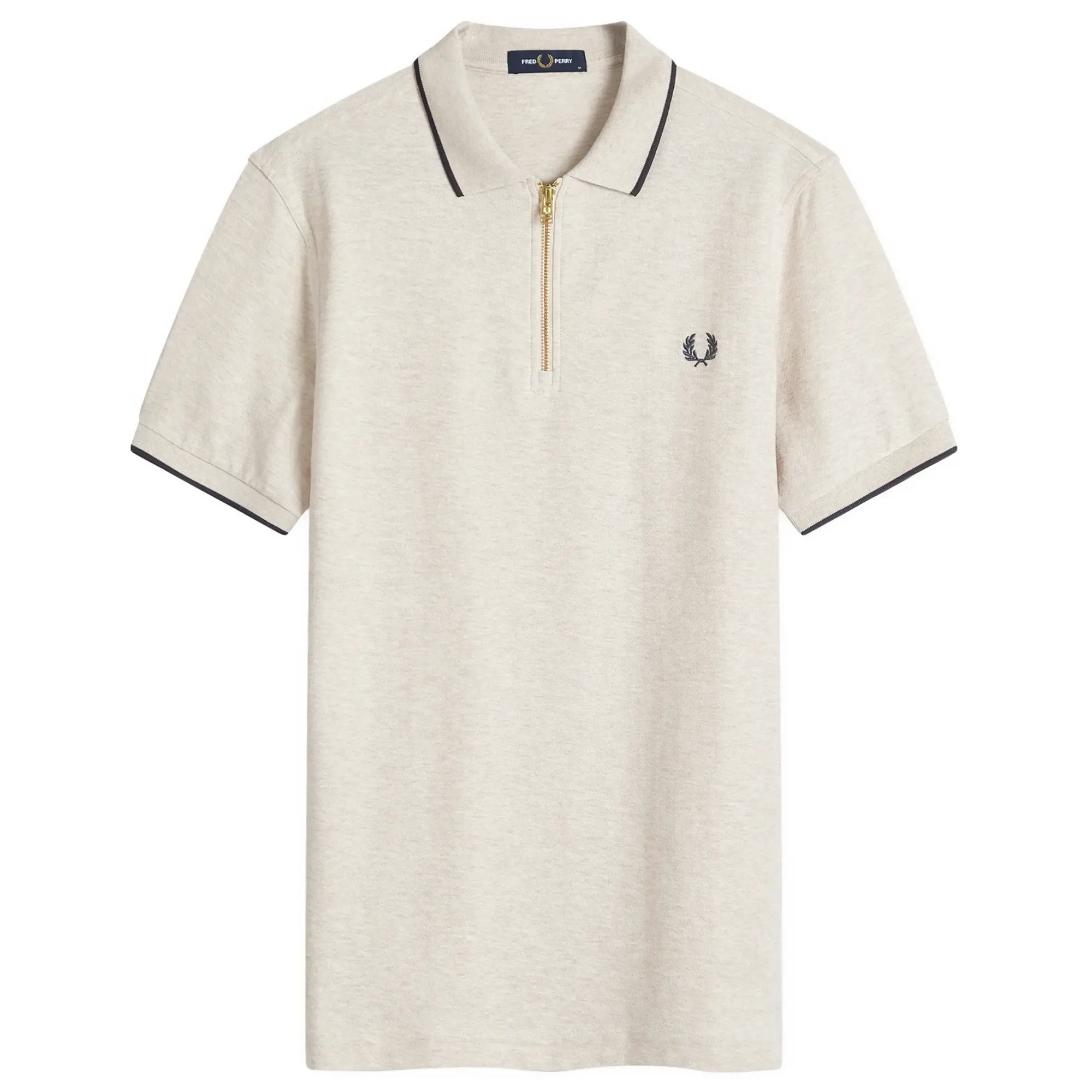 Fred Perry Polo Shirt In Off White Crepe Pique With Zip-Neutral