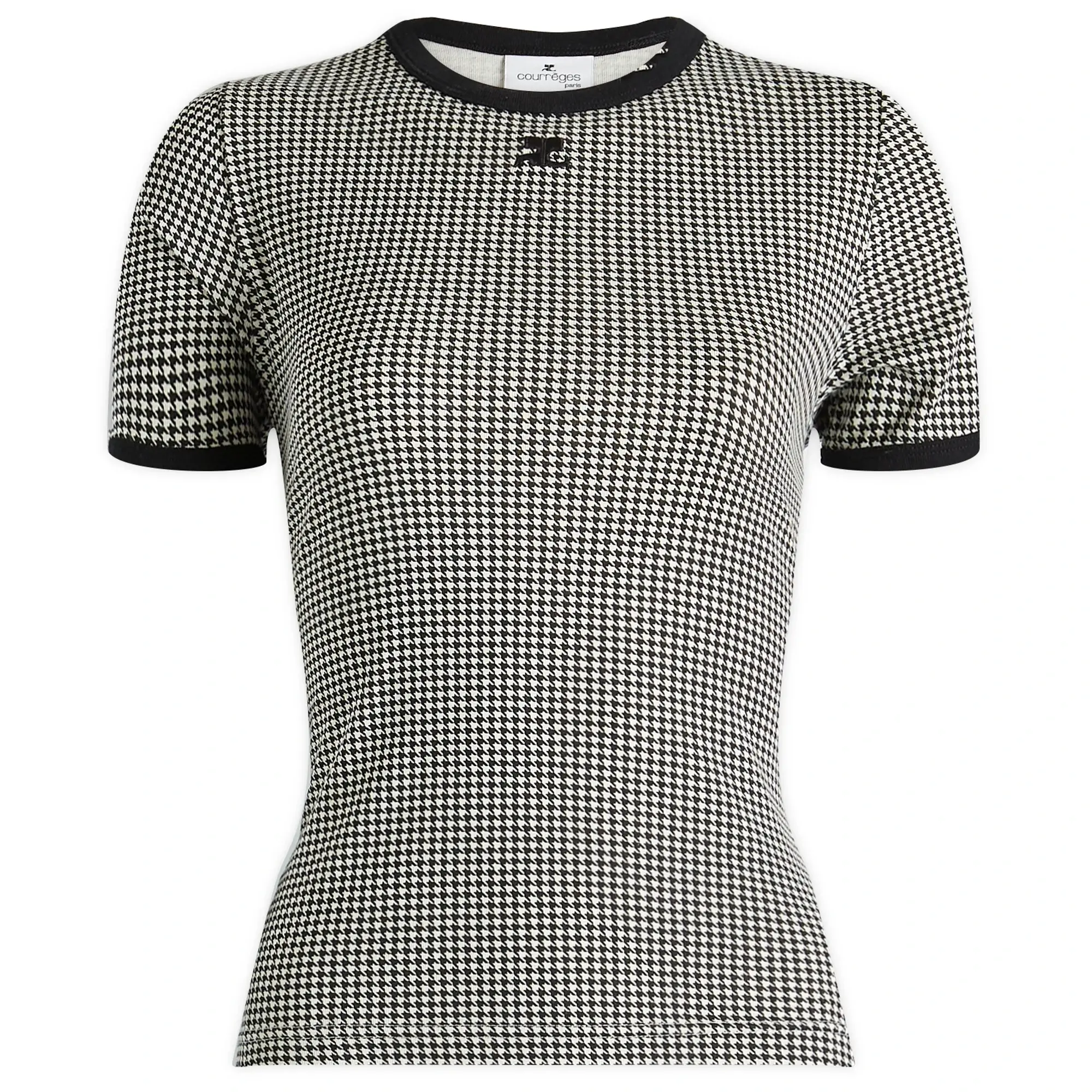 Courrèges Women's Contrast T-Shirt Houndstooth White/Black
