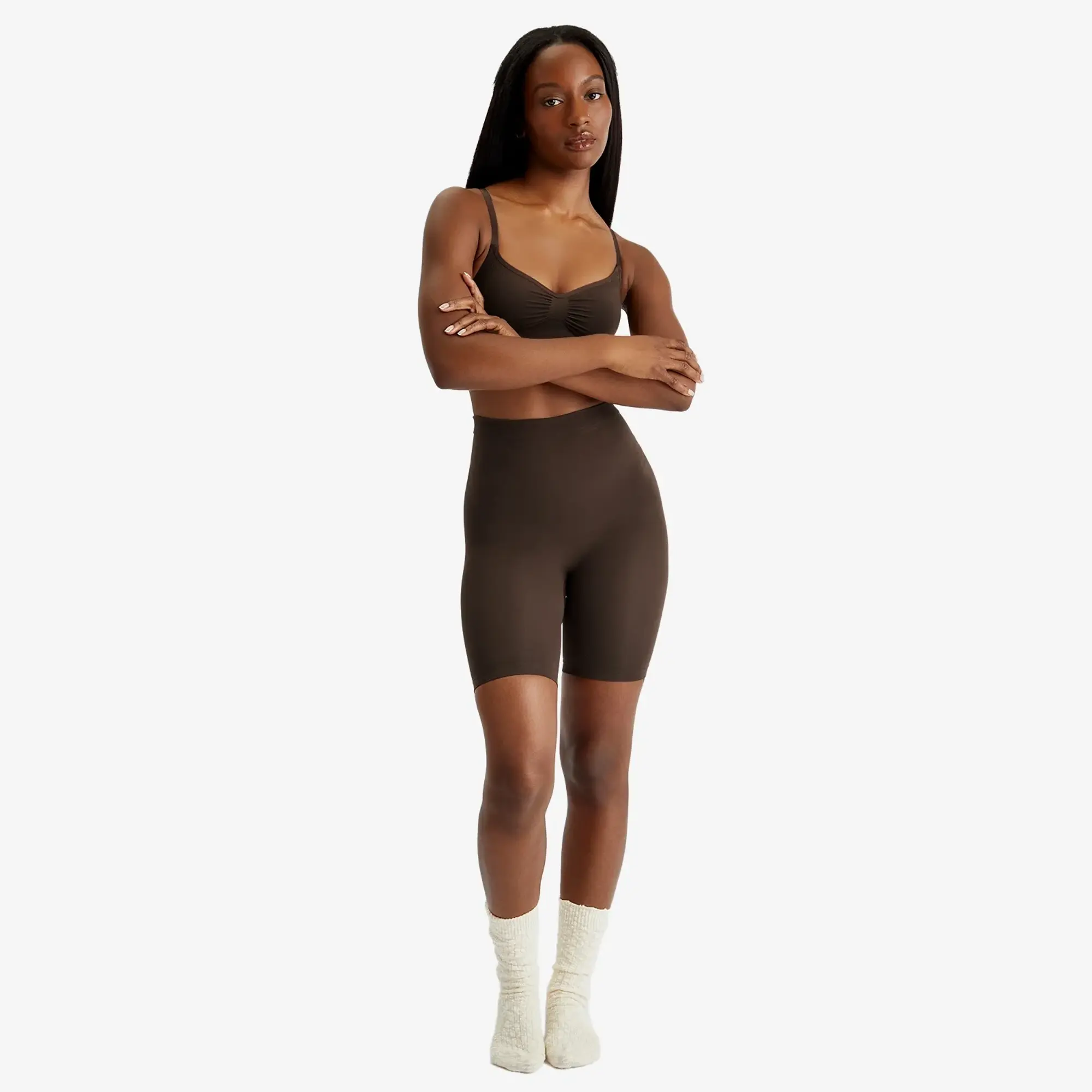 SKIMS Women's Seamless Sculpt High Waist Above The Knee Short Cocoa
