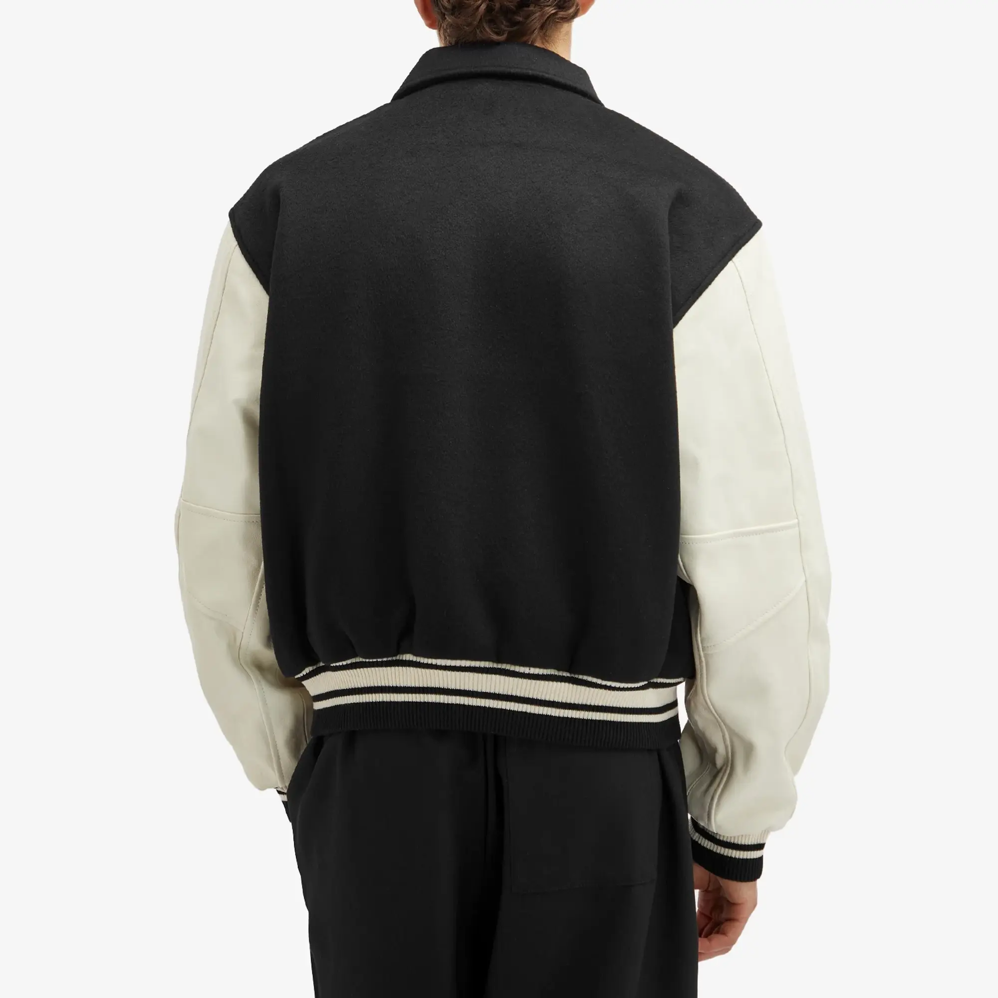 Rhude Men's Collegiate Varsity Jacket Black/Cream