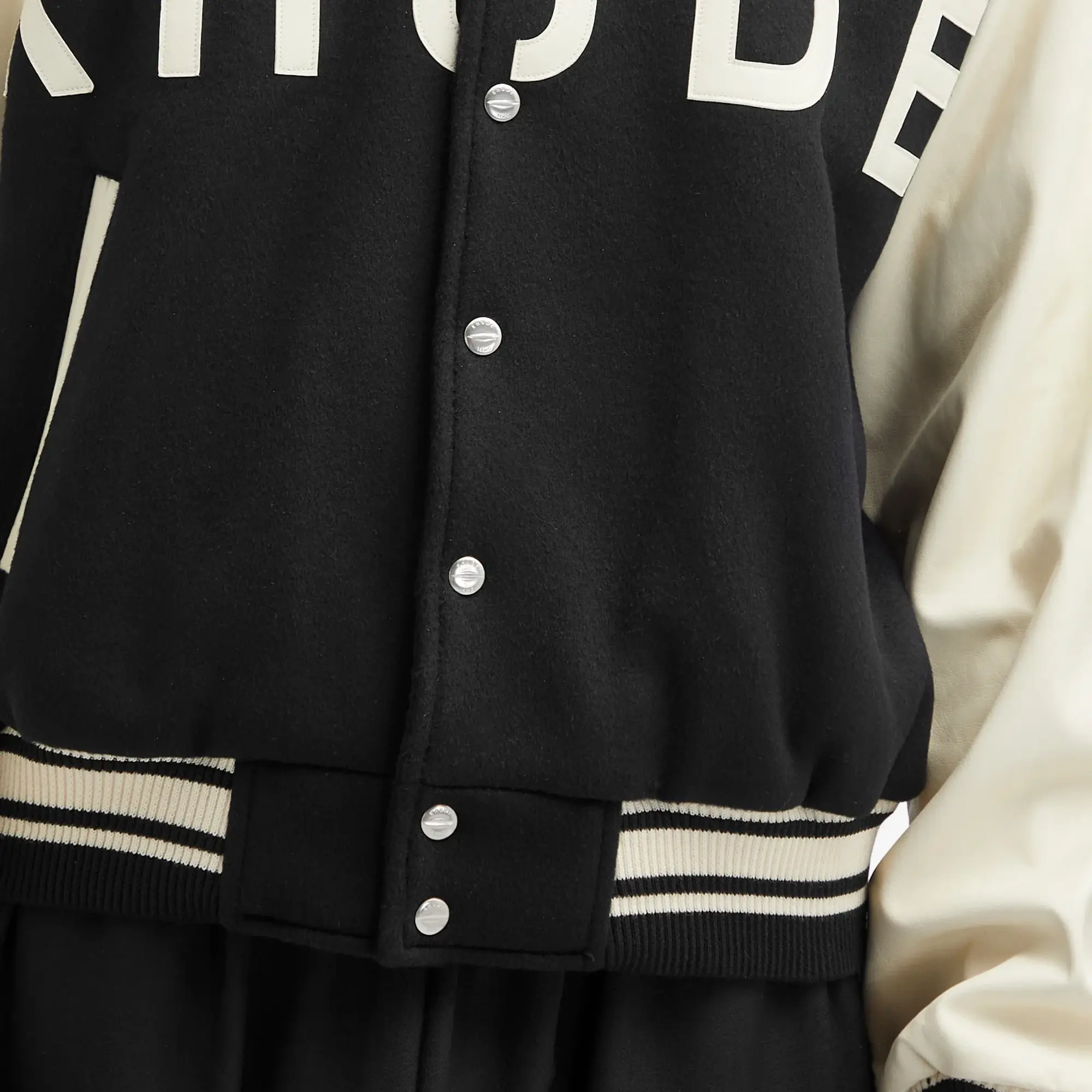 Rhude Men's Collegiate Varsity Jacket Black/Cream