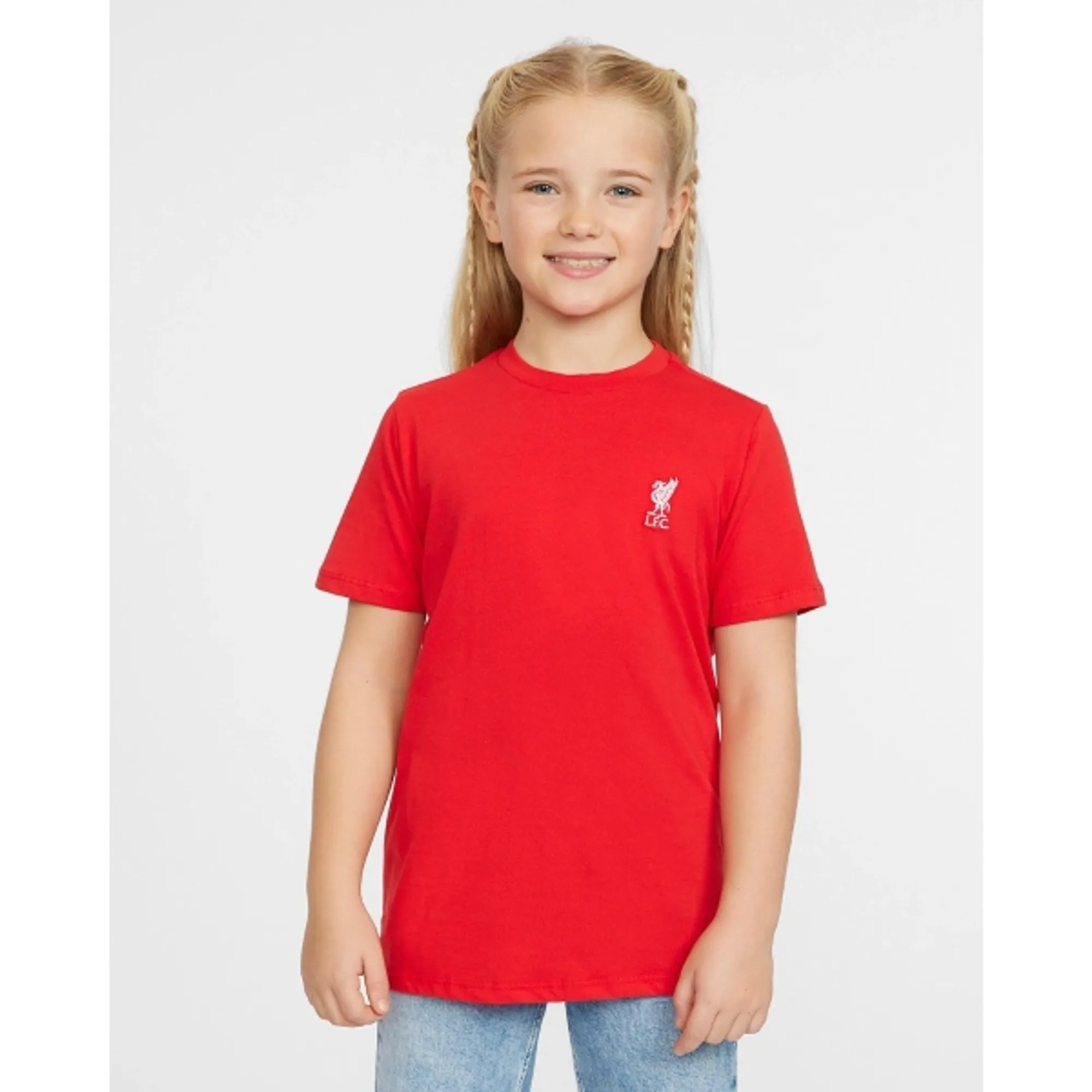 Liverpool FC LFC Liverbird Junior Embroidered Tee Red