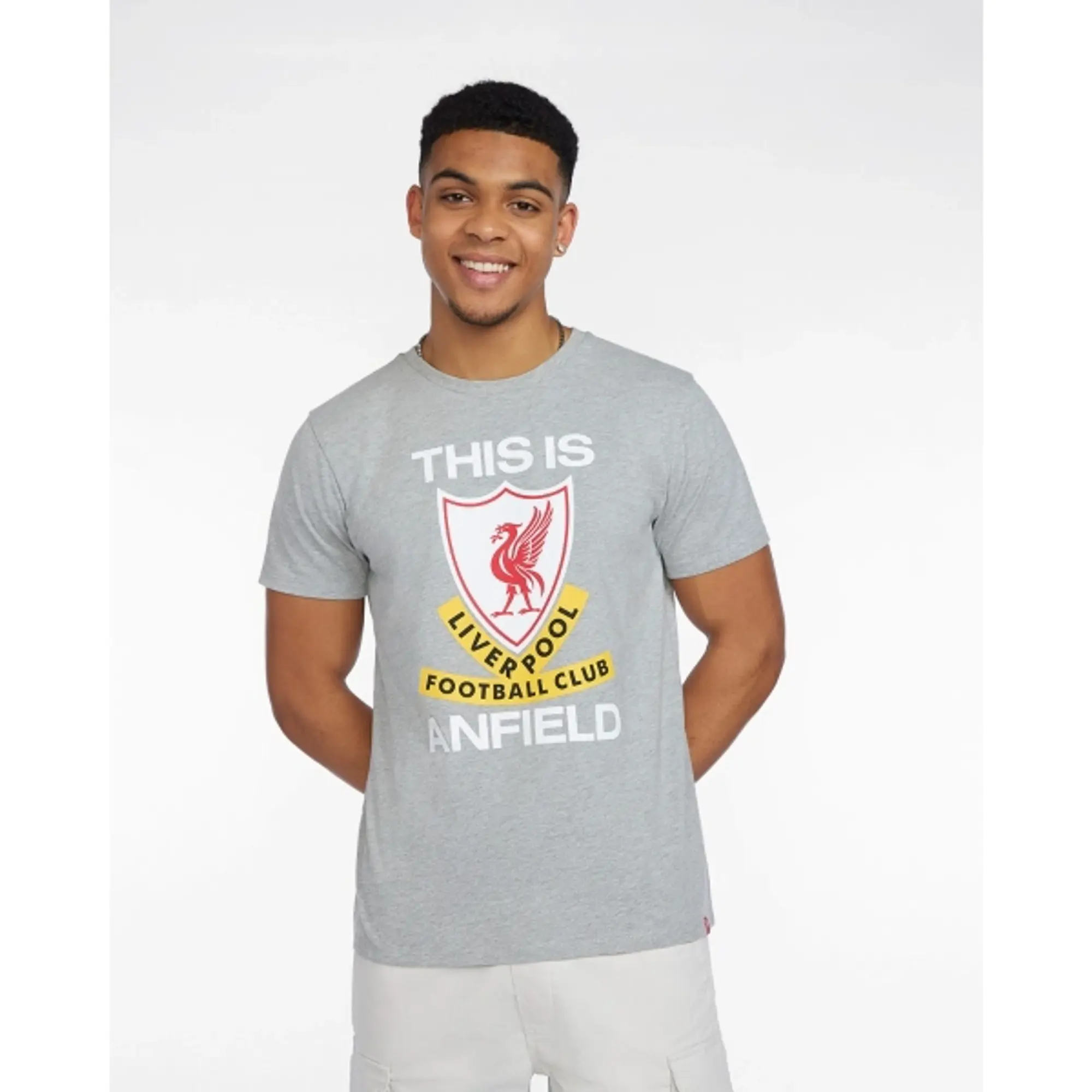 Liverpool FC LFC Mens This Is Anfield Graphic Tee Grey Marl