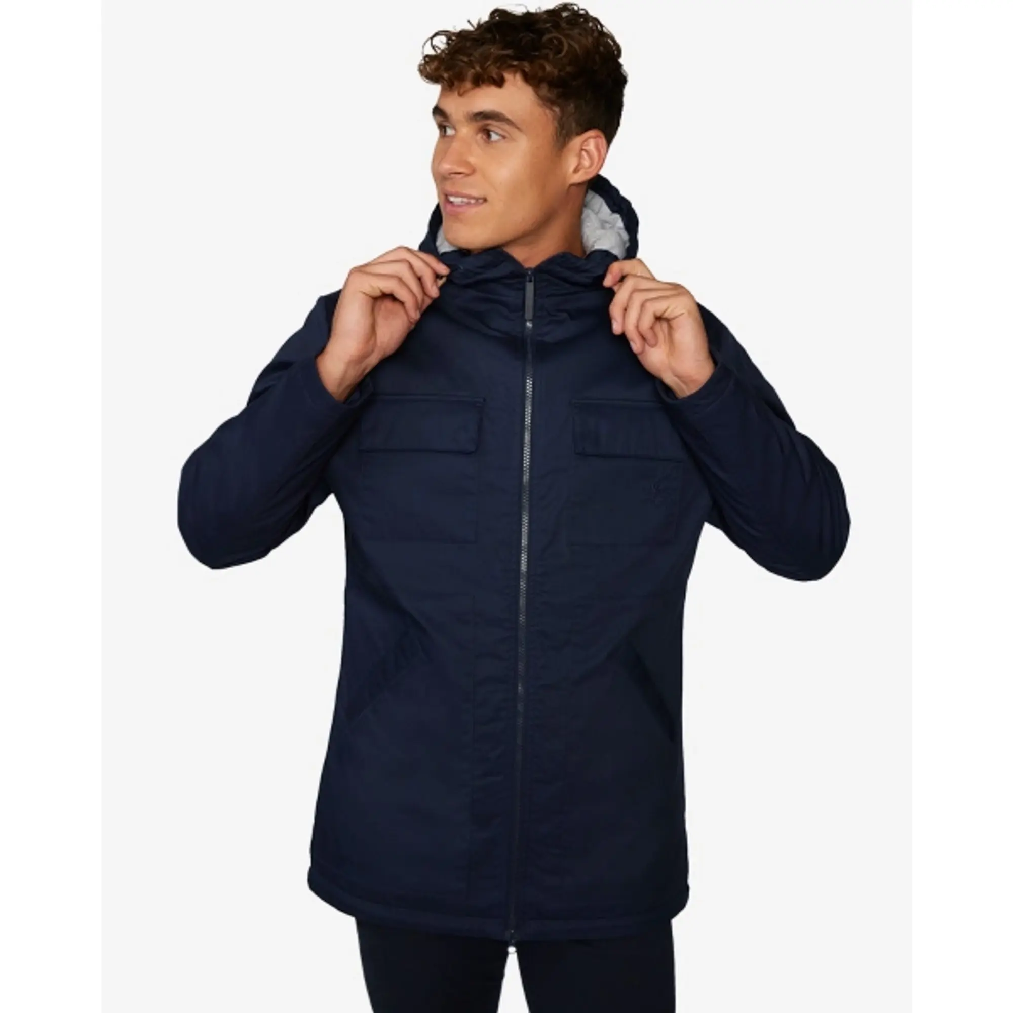 Liverpool FC LFC Mens Hooded Zip Through Parka Jacket Navy