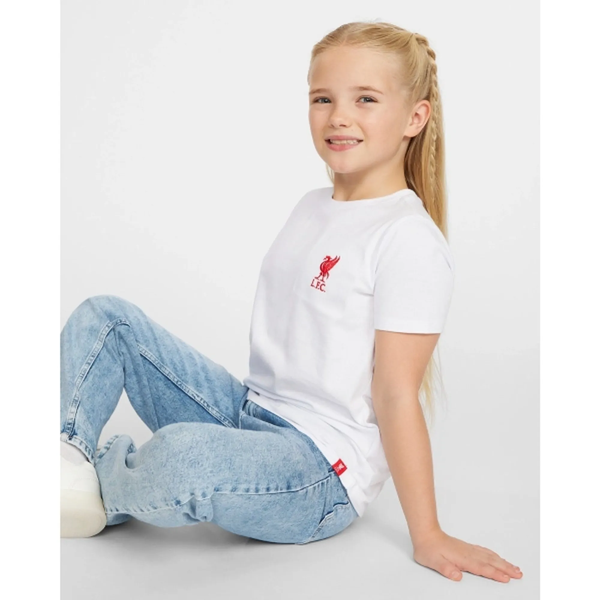 Liverpool FC LFC Liverbird Junior Embroidered White Tee