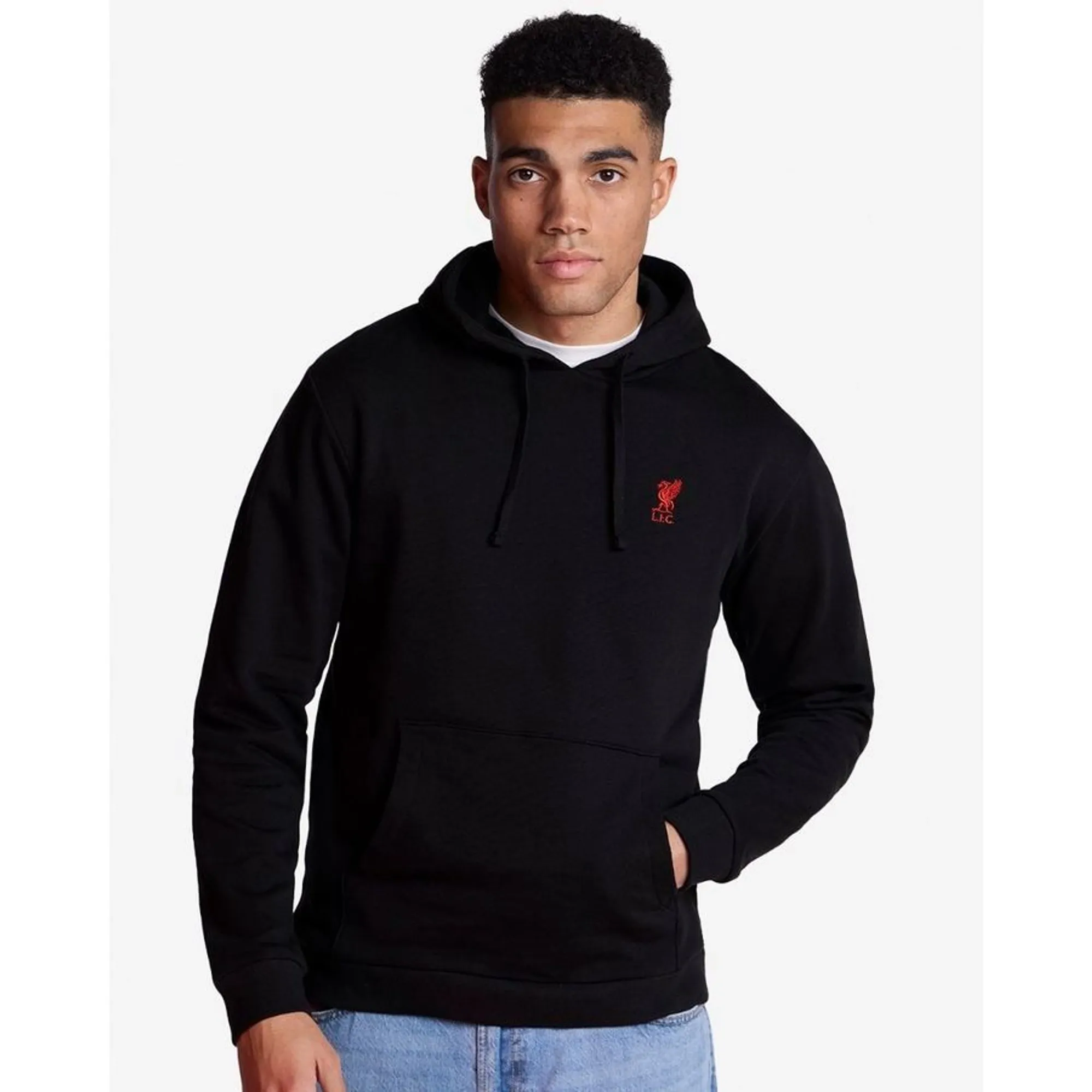 Liverpool FC LFC Mens Logo Overhead Hoody Black