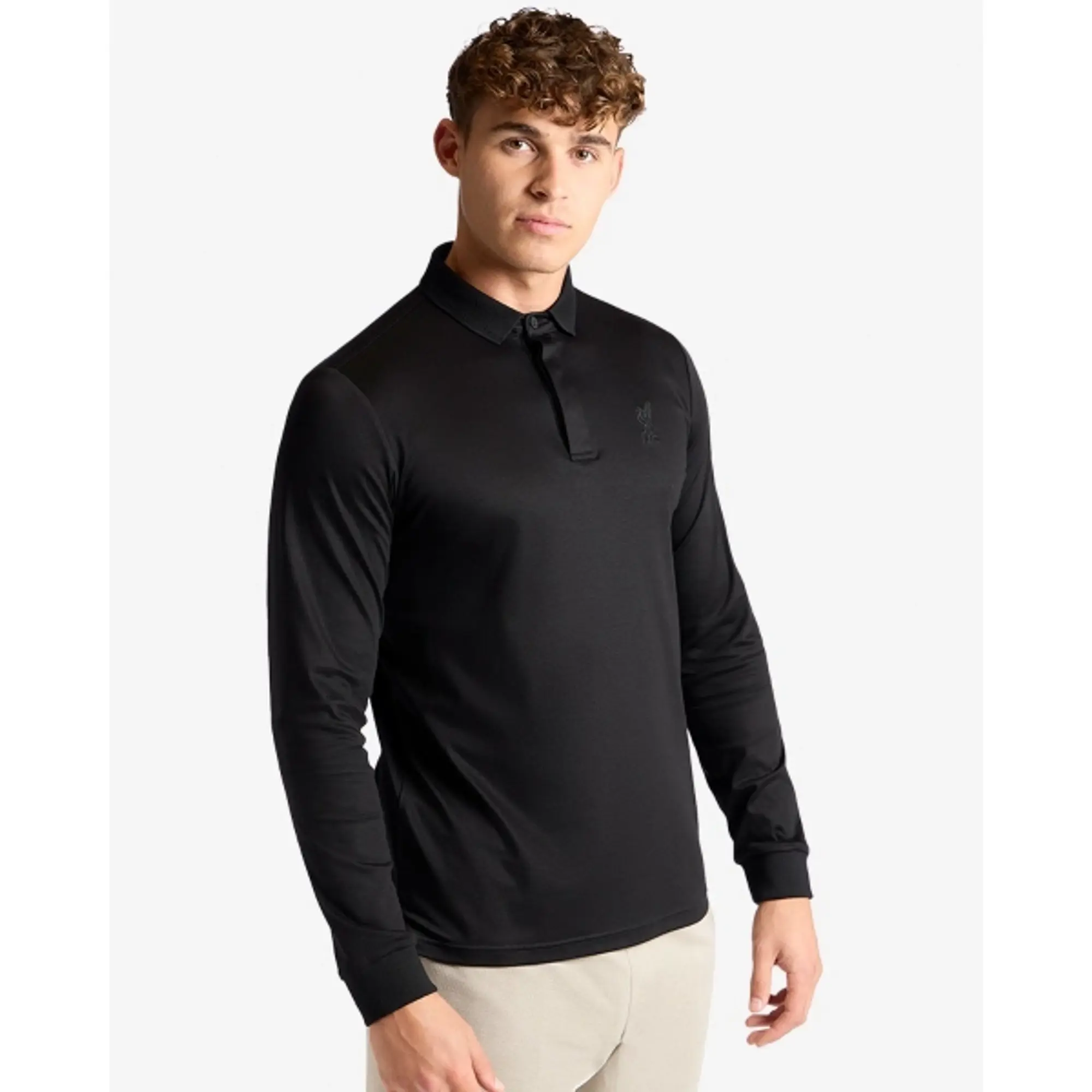 Liverpool FC LFC Firma Mens Long Sleeve Polo Black