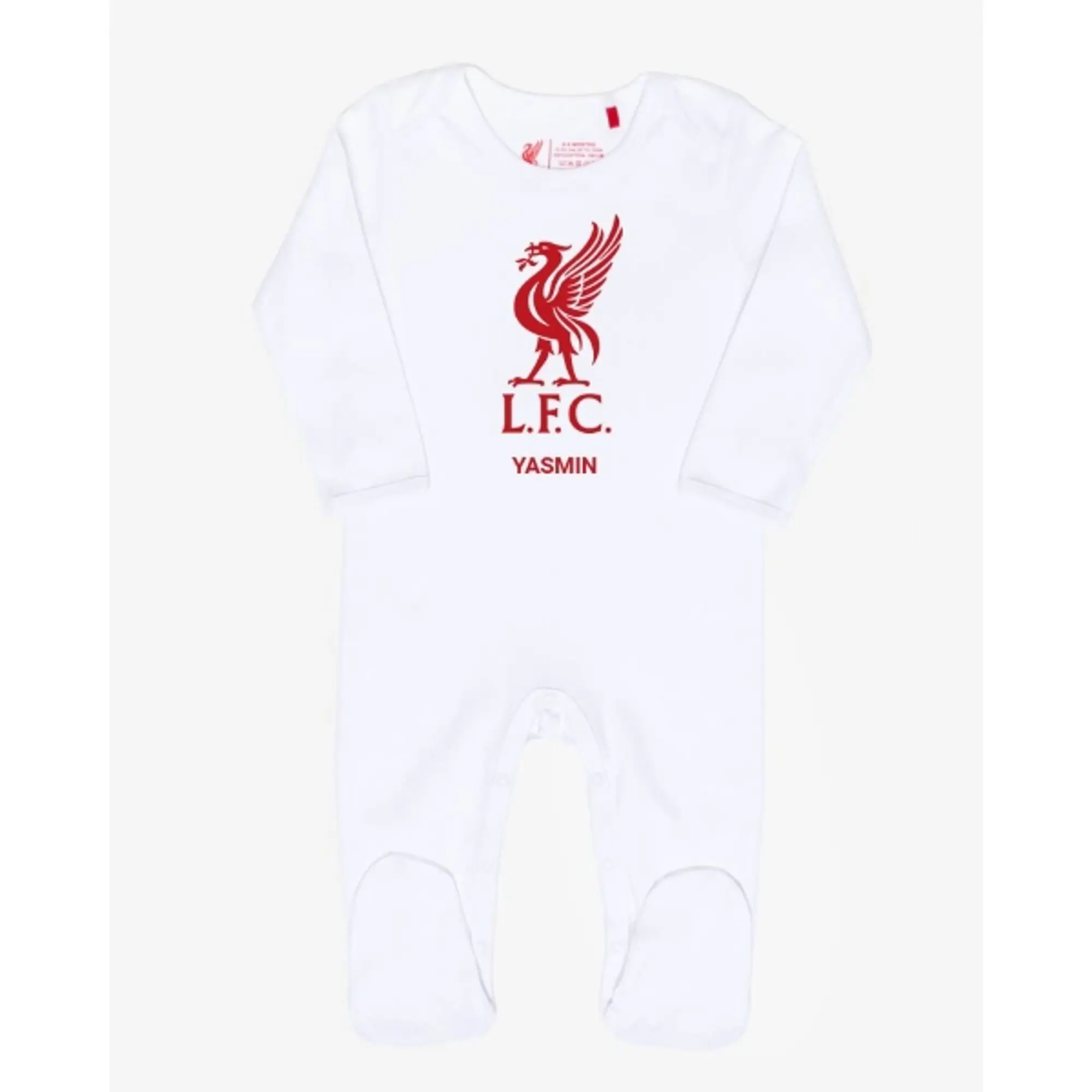 Liverpool FC LFC Baby Personalised Liverbird Sleepsuit White