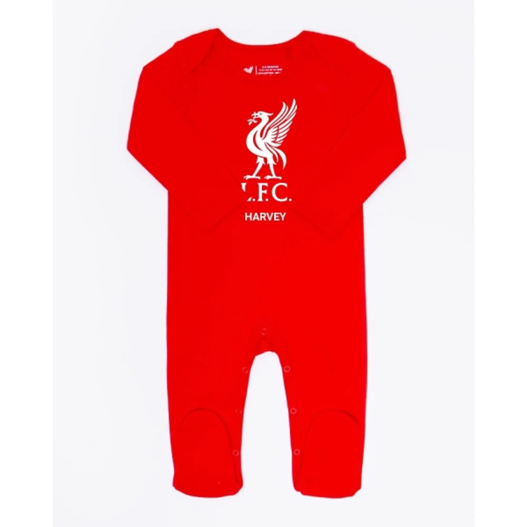 Liverpool FC LFC Baby Personalised Liverbird Sleepsuit Red
