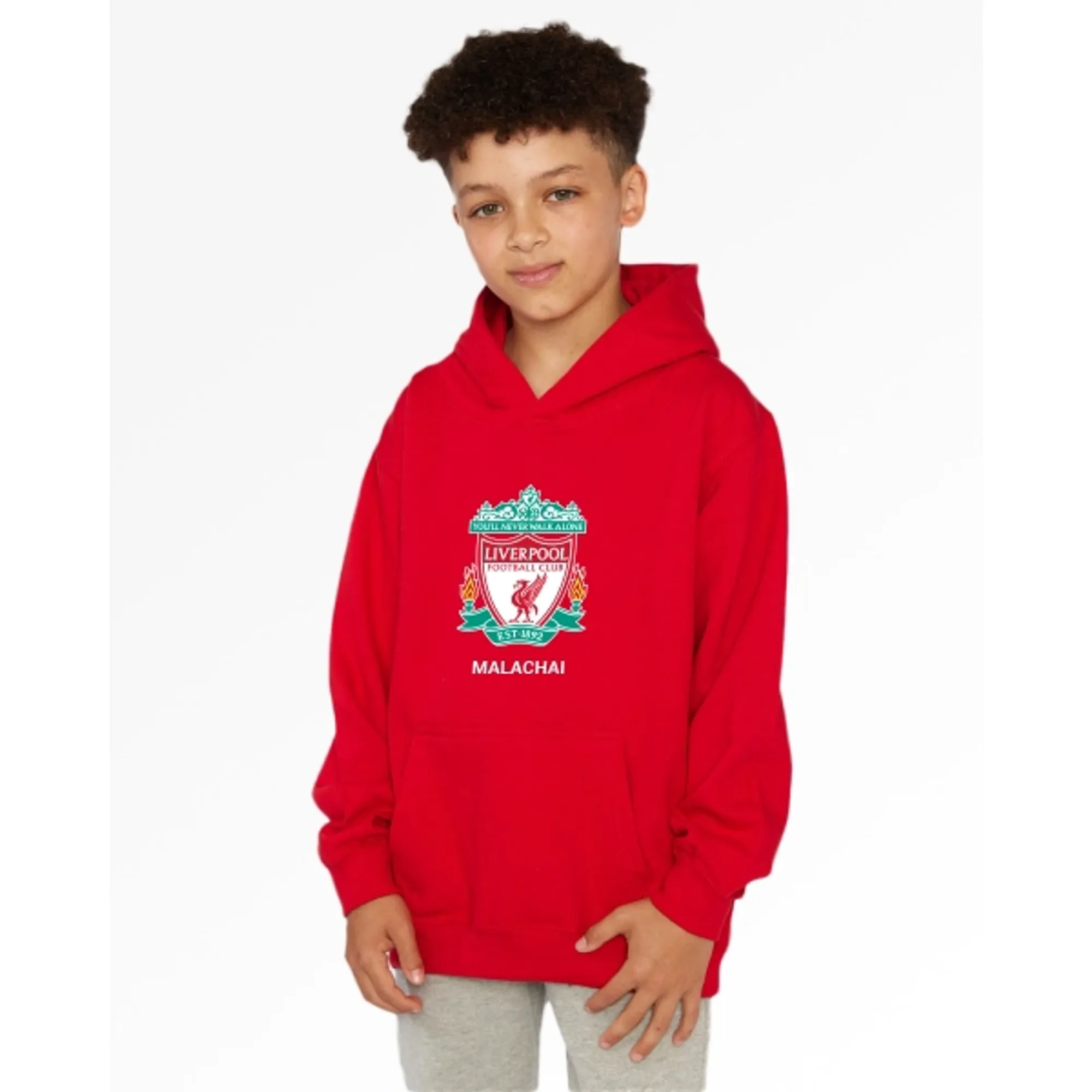 Liverpool FC LFC Junior Crest Personalised Red Hoody
