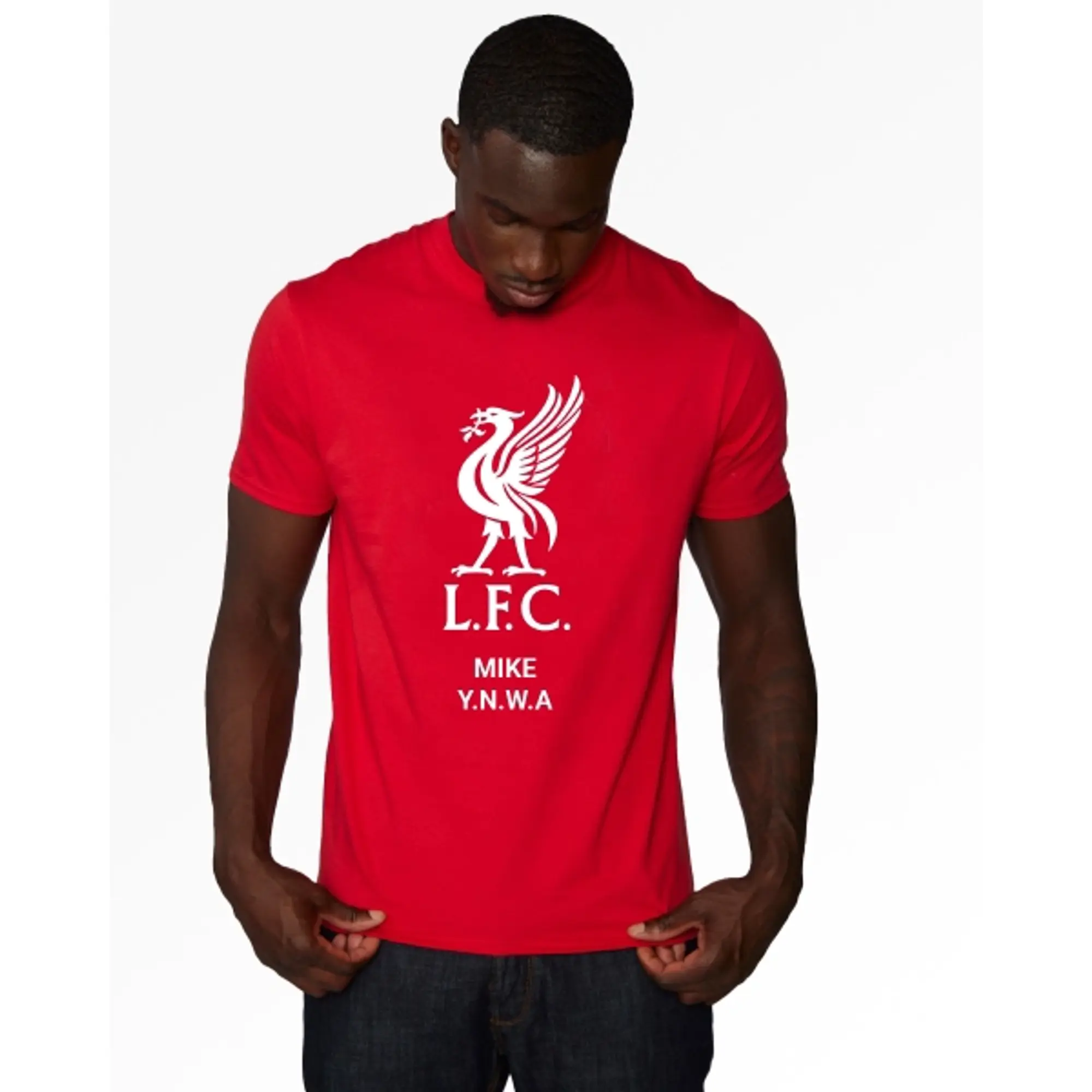 Liverpool FC LFC White Liverbird Personalised Red Tee