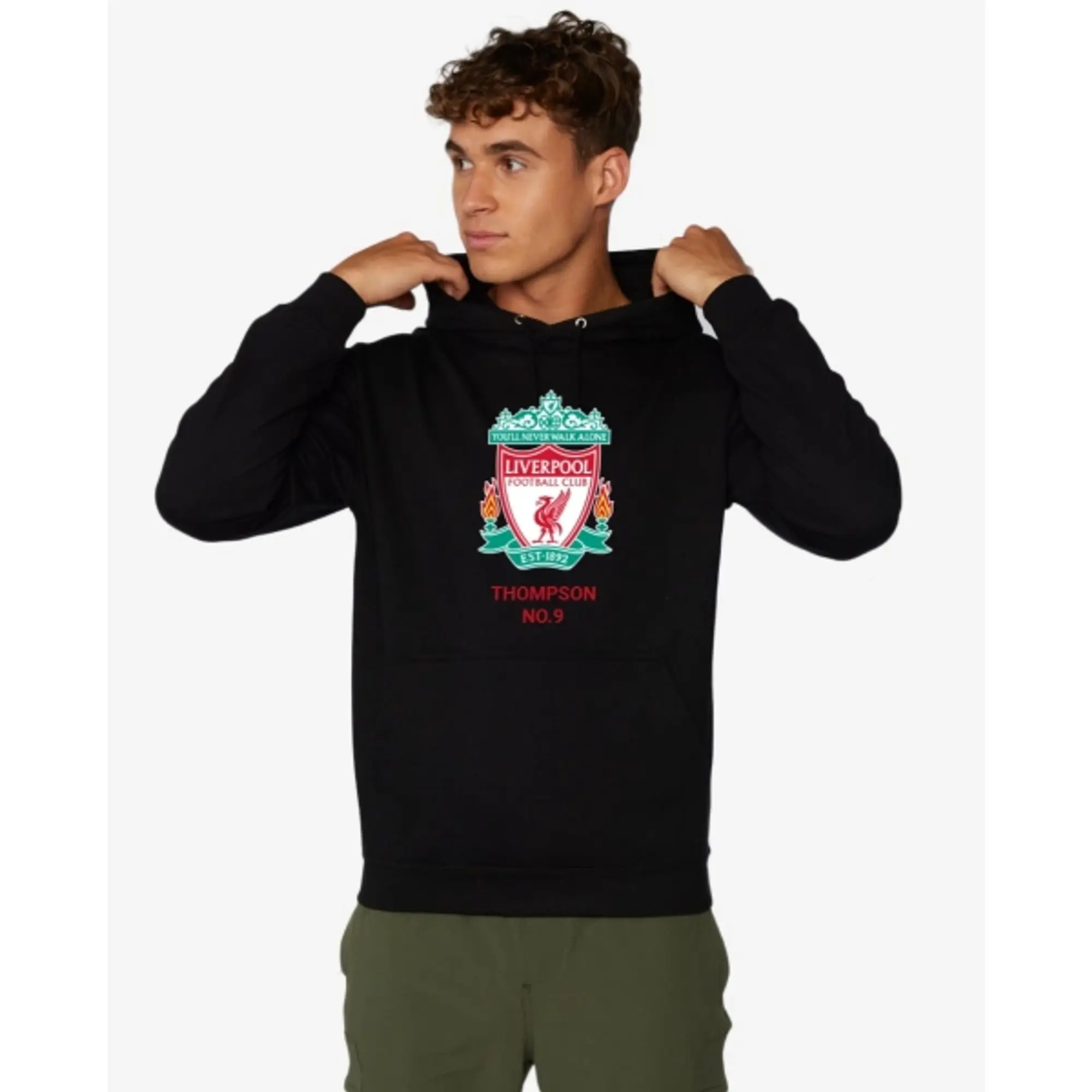 Liverpool FC LFC Crest Personalised Black Hoody