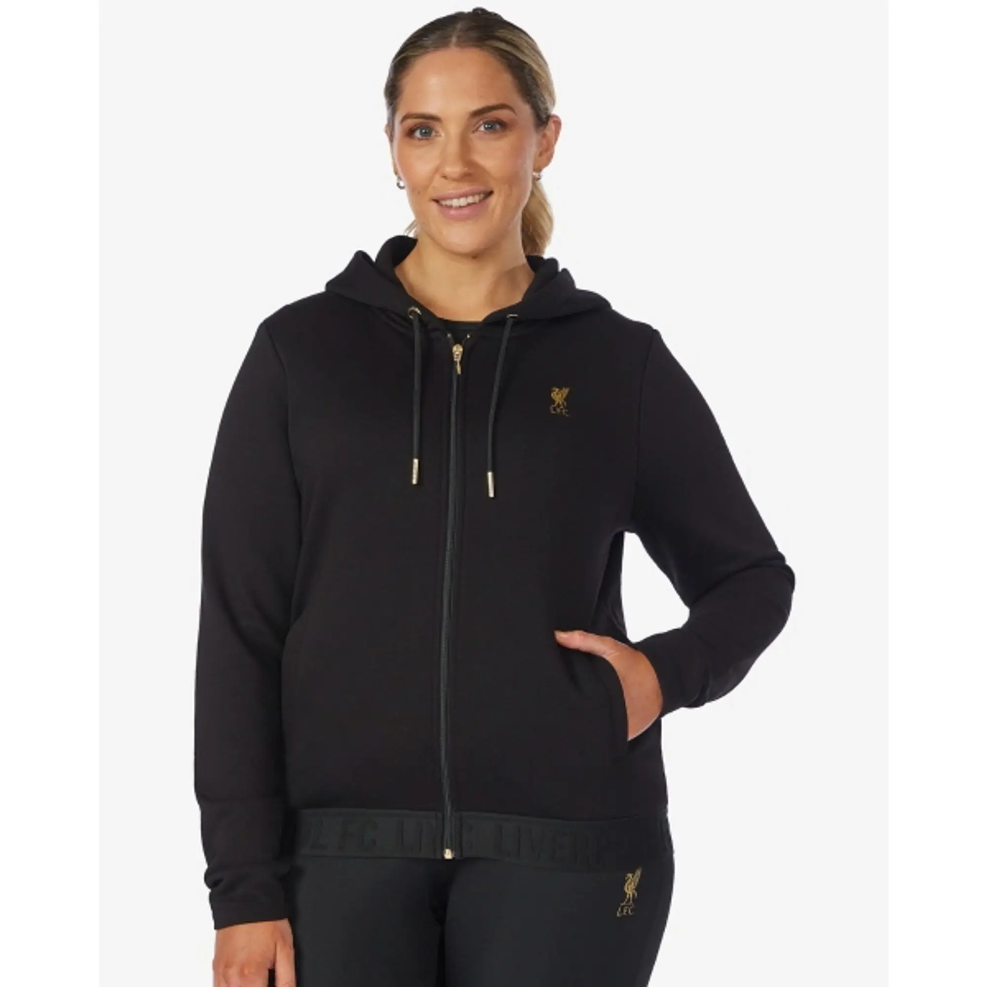 Liverpool FC LFC Womens Zip Through Hoody Black