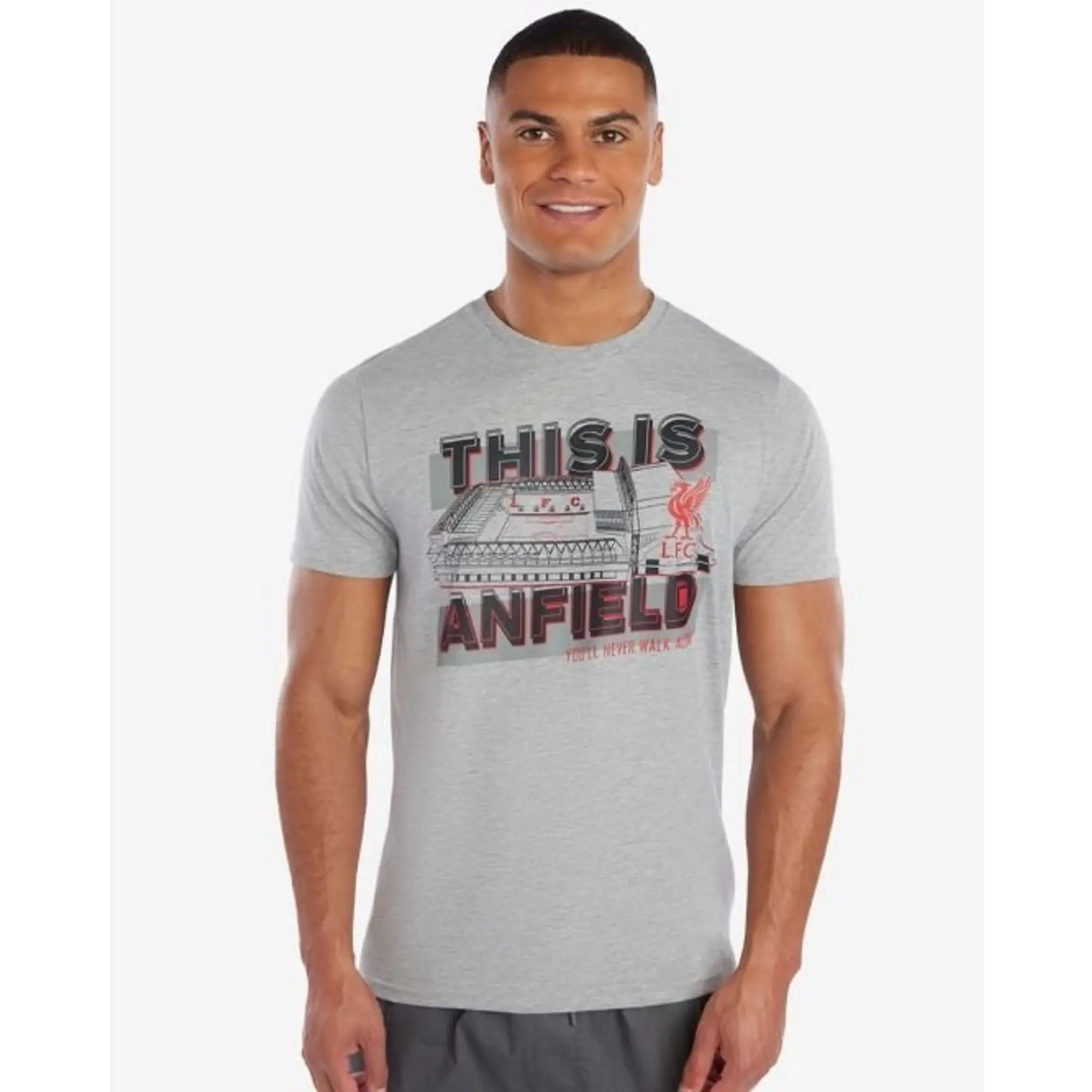 Liverpool FC LFC Mens Anfield YNWA Tee Grey Marl