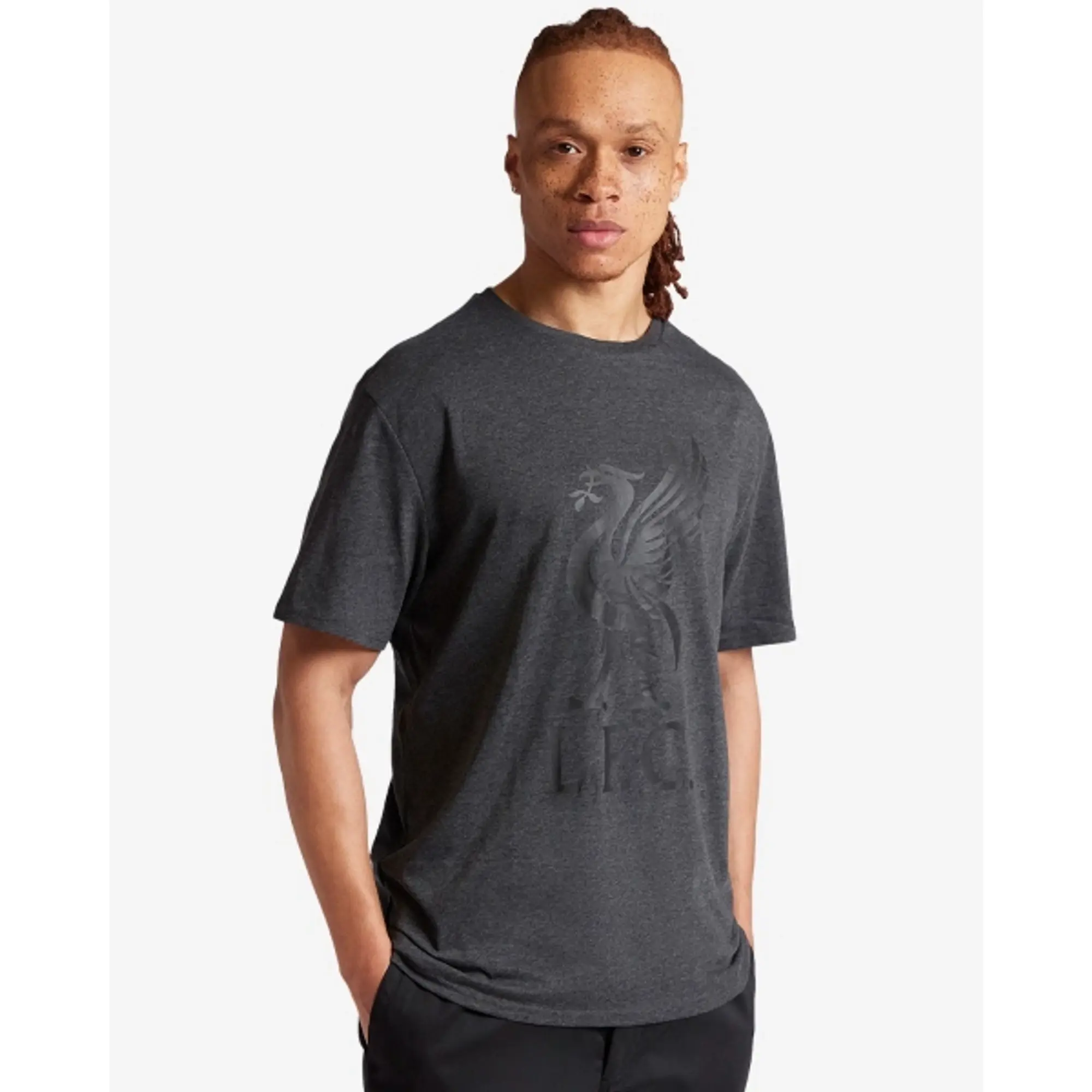 Liverpool FC LFC Mens Charcoal Liverbird Tee