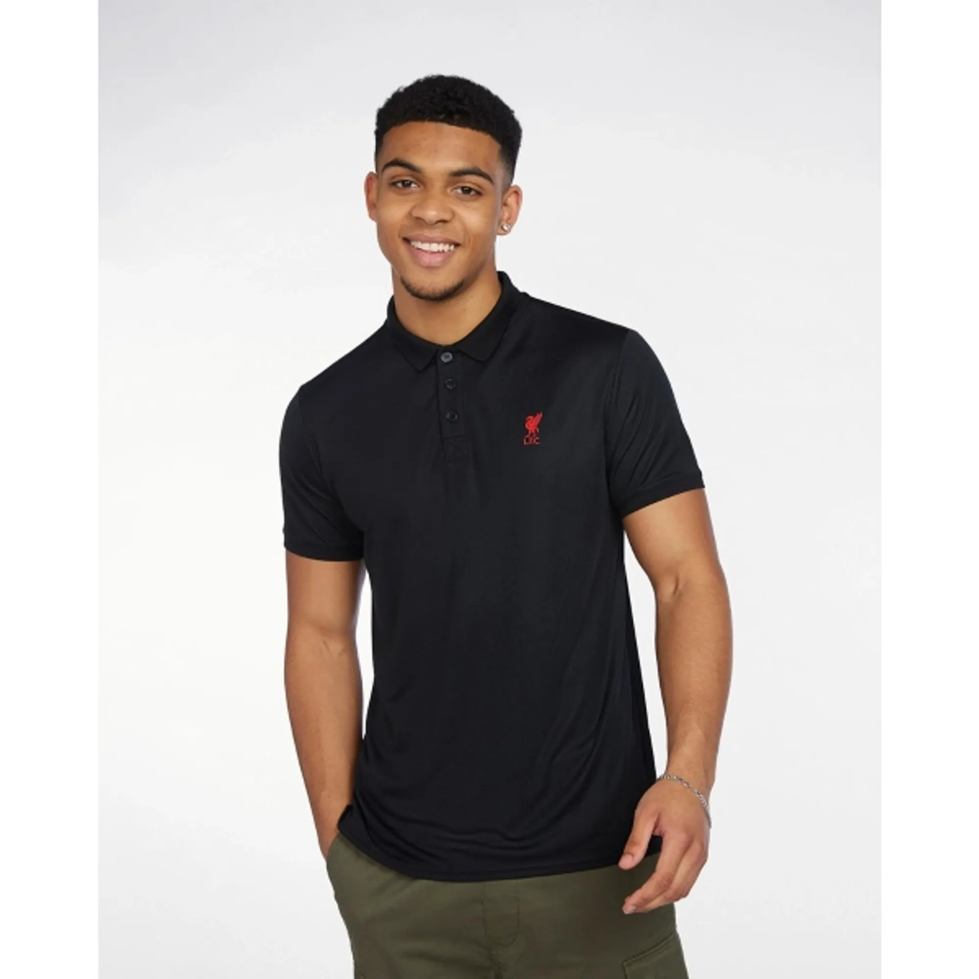 Liverpool FC LFC Mens Poly Polo Black