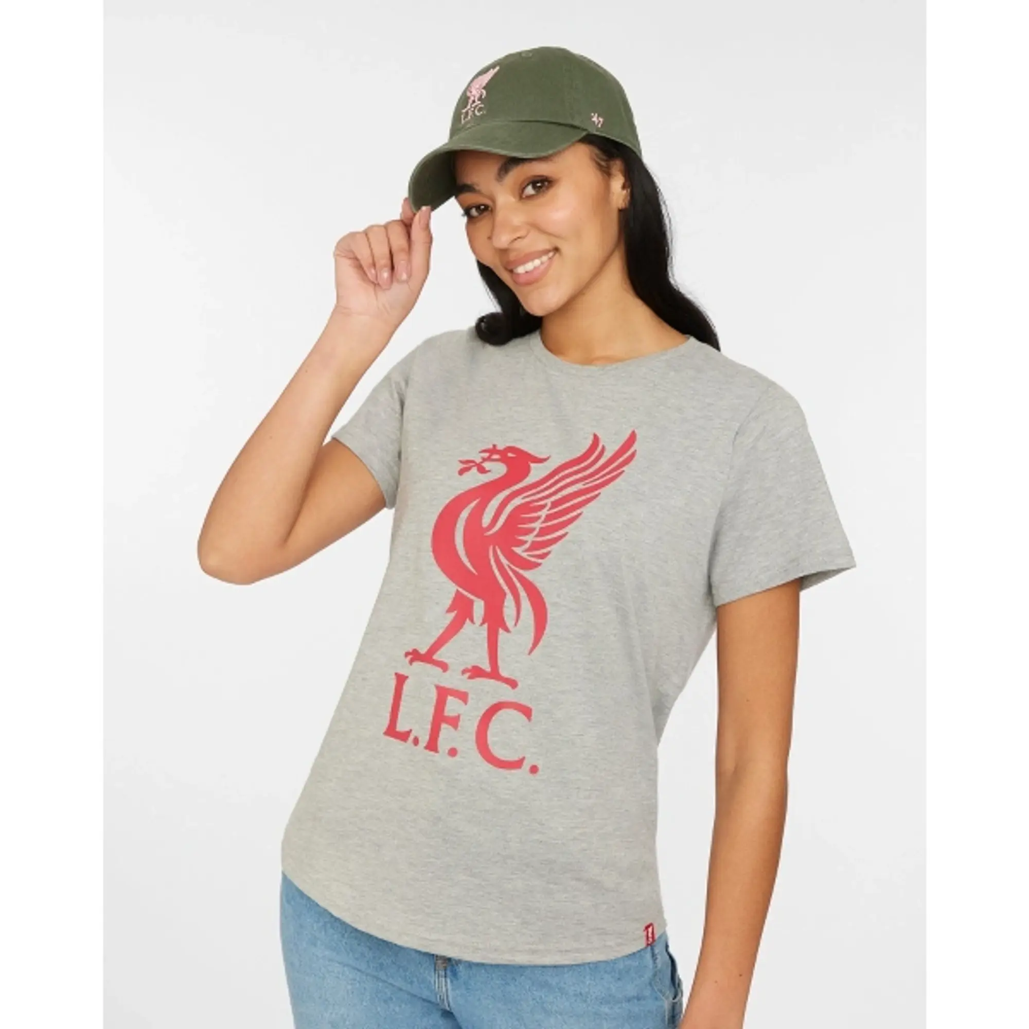 Liverpool FC LFC Womens Liverbird Tee Grey