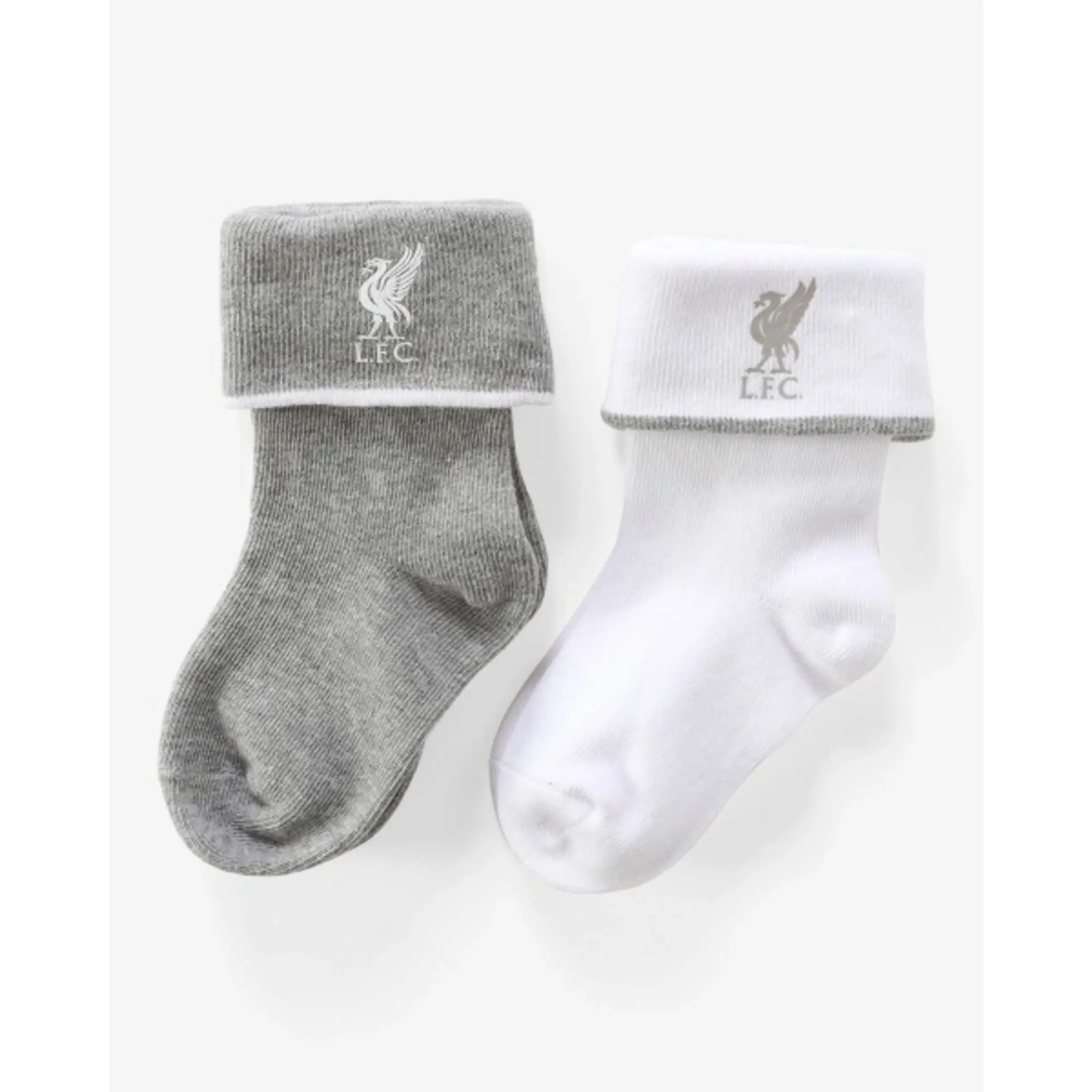 Liverpool FC LFC 2 Pack Grey & White Baby Socks