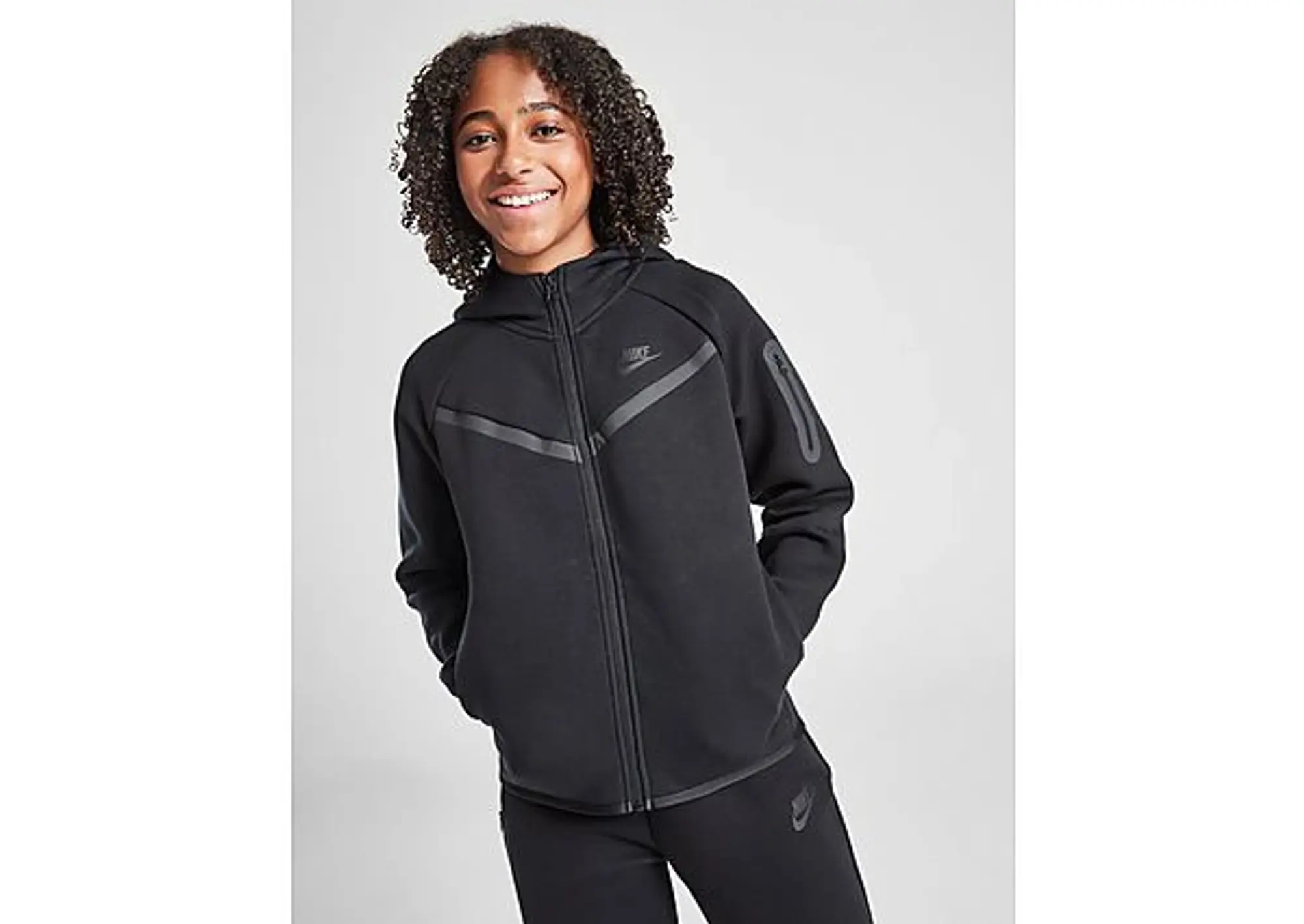 Nike Girls' Tech Fleece Full Zip Hoodie Junior - Black