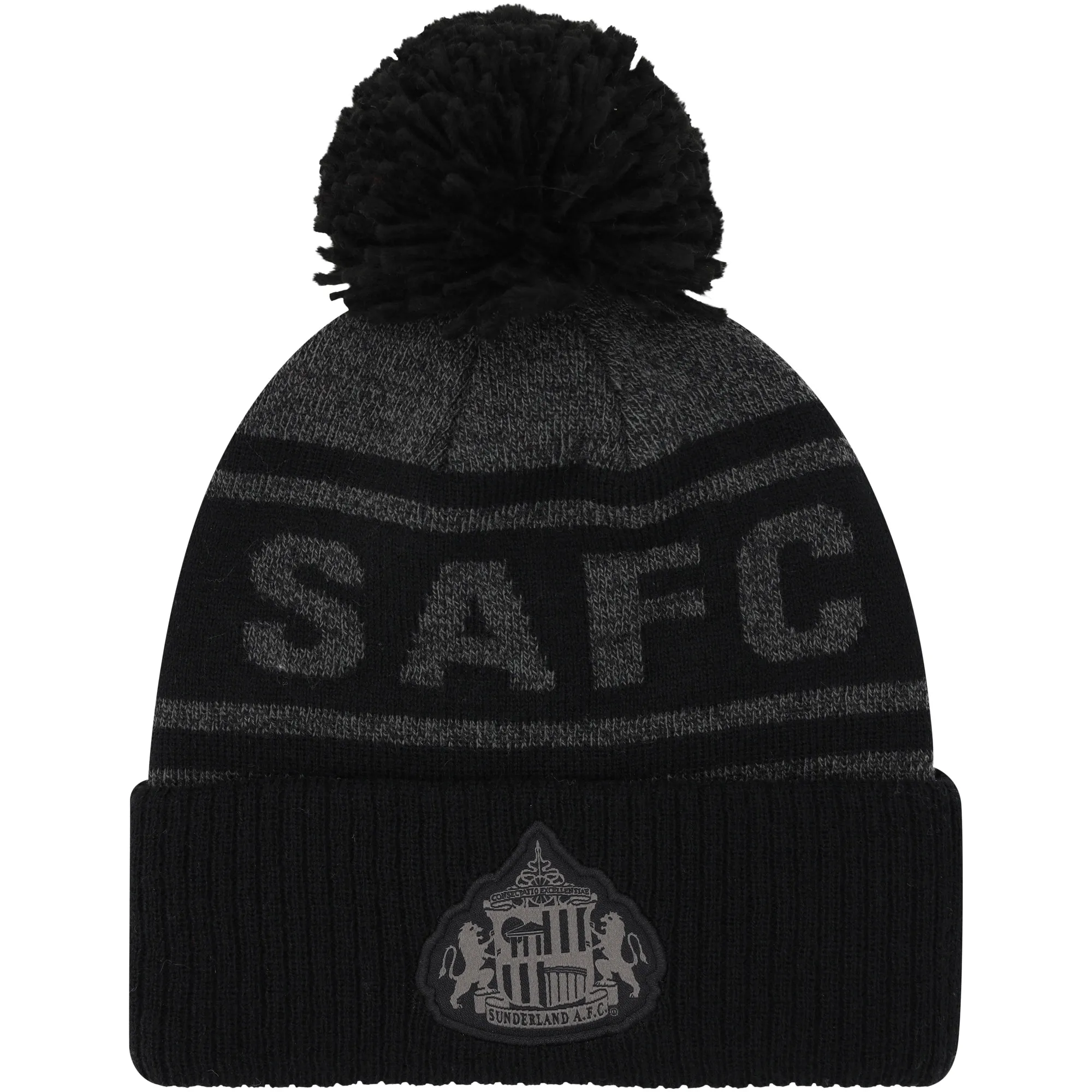 DREW PEARSON FRESH CAPS Sunderland Wordmark Bobble Beanie Hat - Black - Kids
