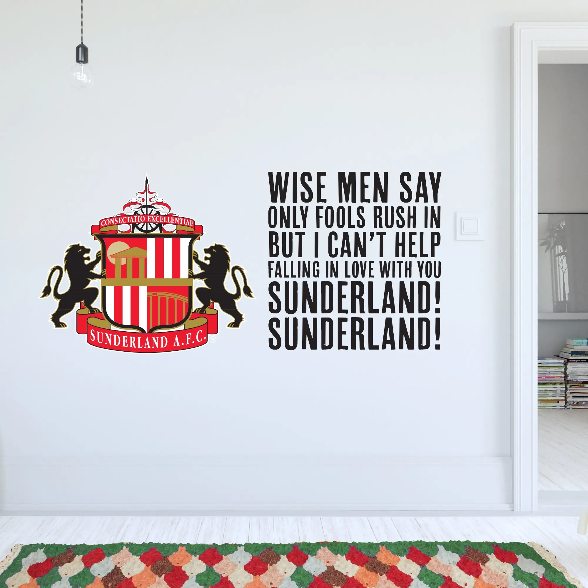 Sunderland Crest and Song Wall Sticker - 90cm width x 40cm height