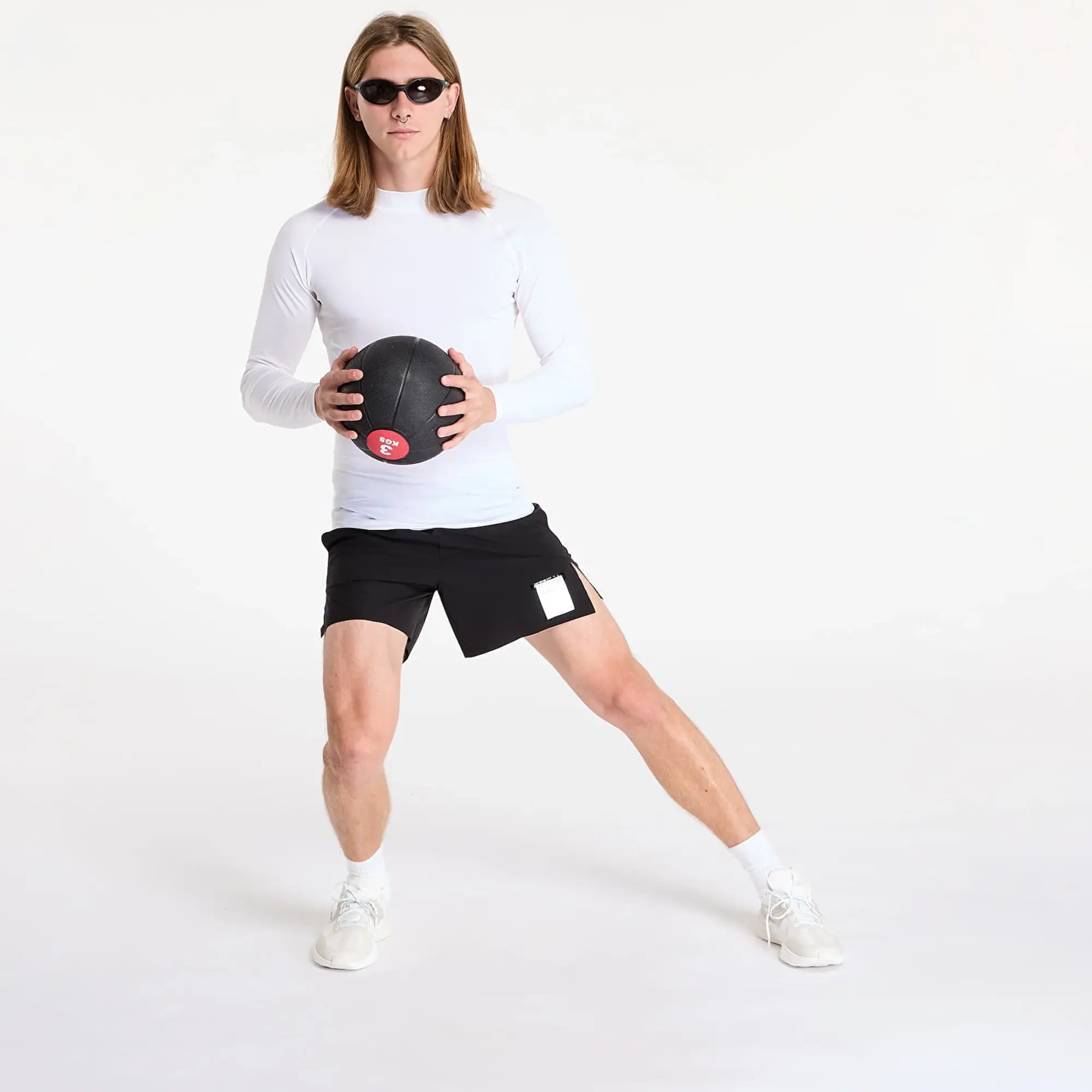 T-Shirt Nike Pro Men's Dri-Fit Fitness Mock-Neck Long-Sleeve Top White/ Black S