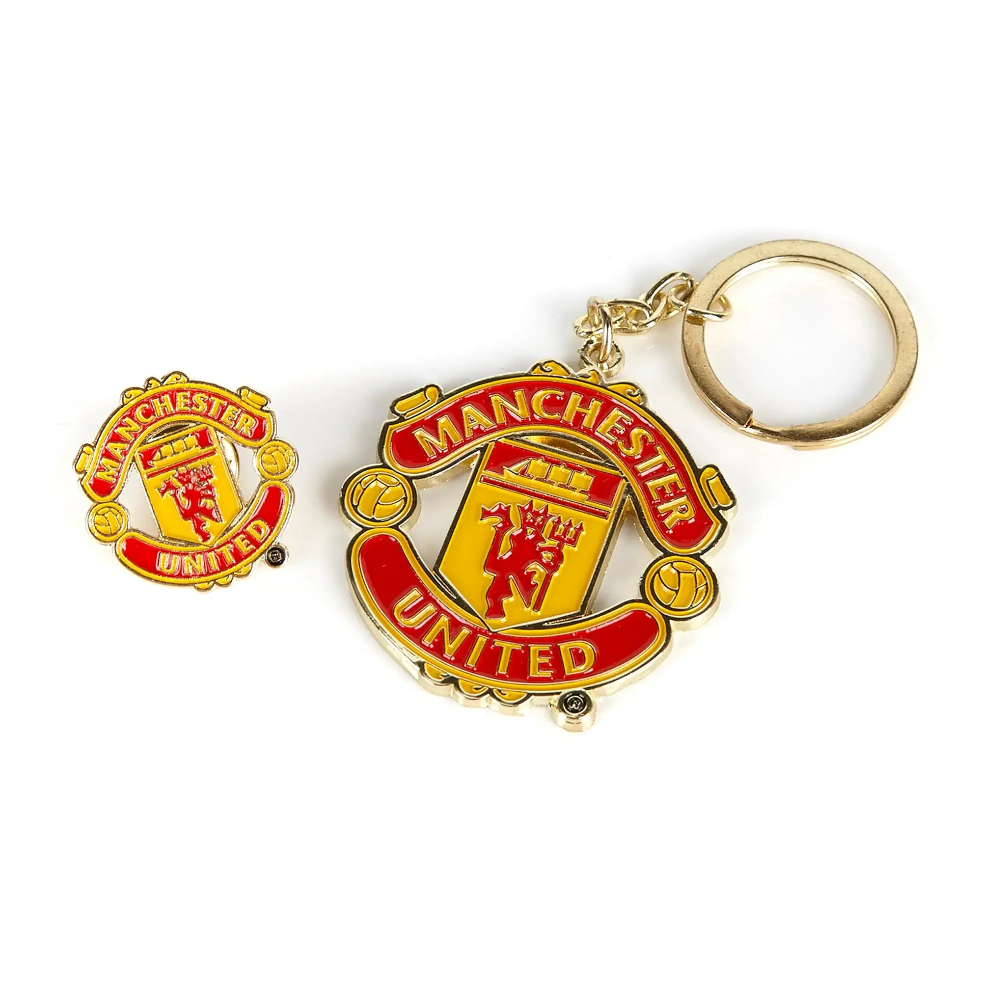 Manchester United Crest Keyring & Badge Set