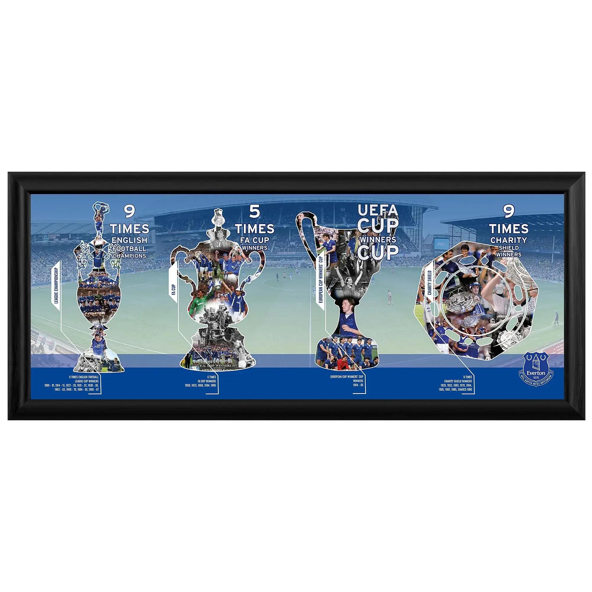 Everton Trophy Timeline Framed Print - 30 Inch