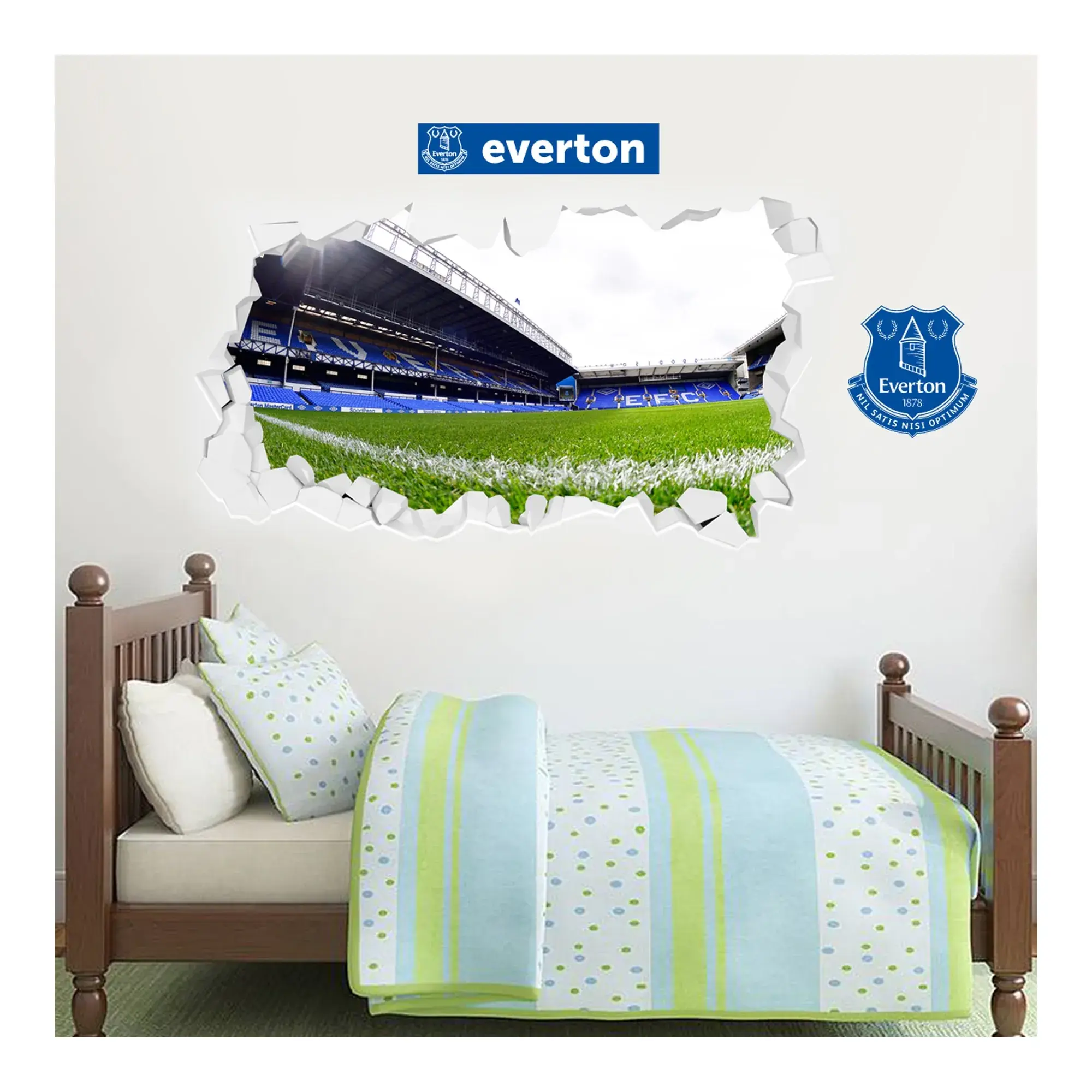 Everton Goodison Park Stadium Broken Wall Sticker - 120cm x 60cm with decal set - 60cm x 30cm