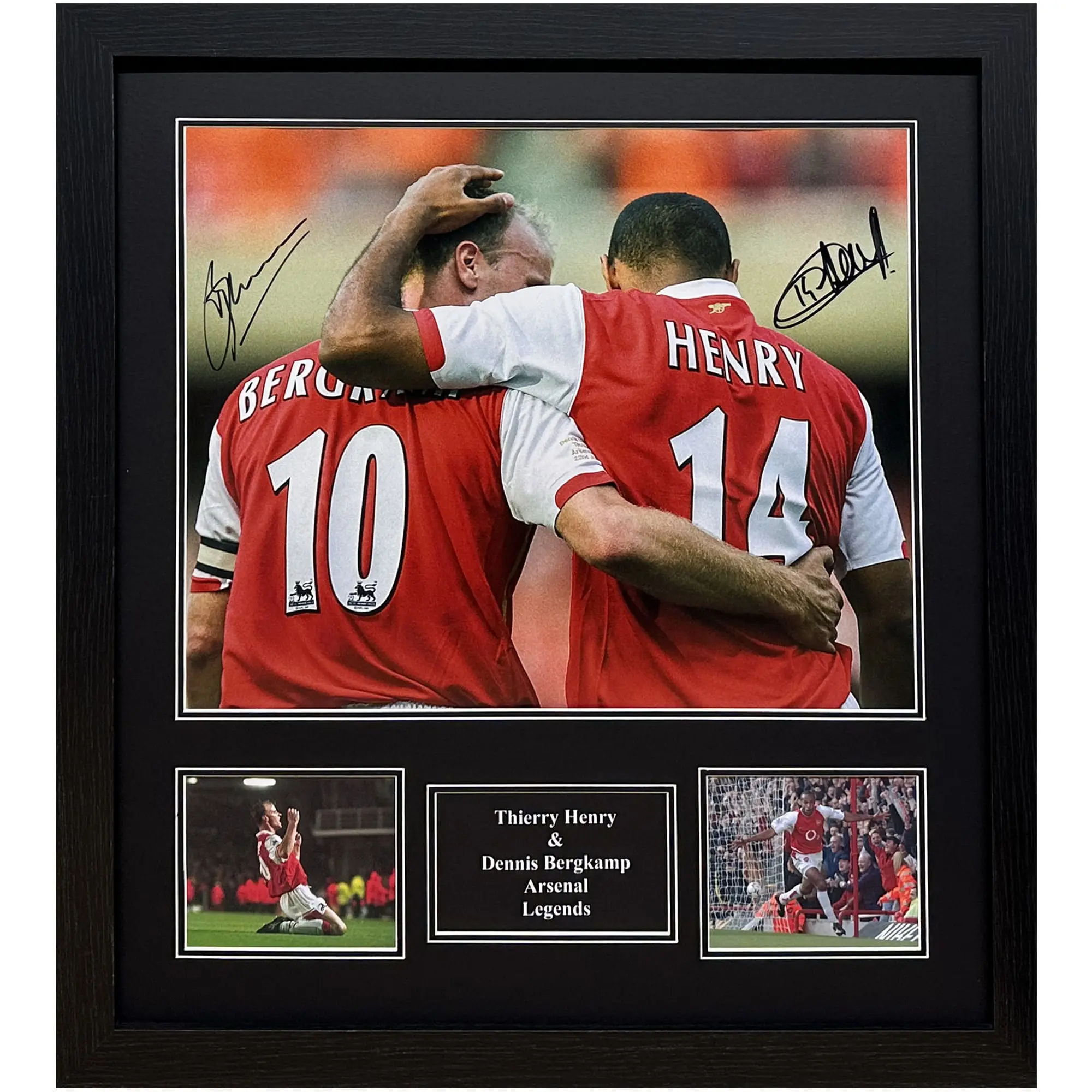 Champion Henry & Bergkamp Dual Signed Photo - Framed