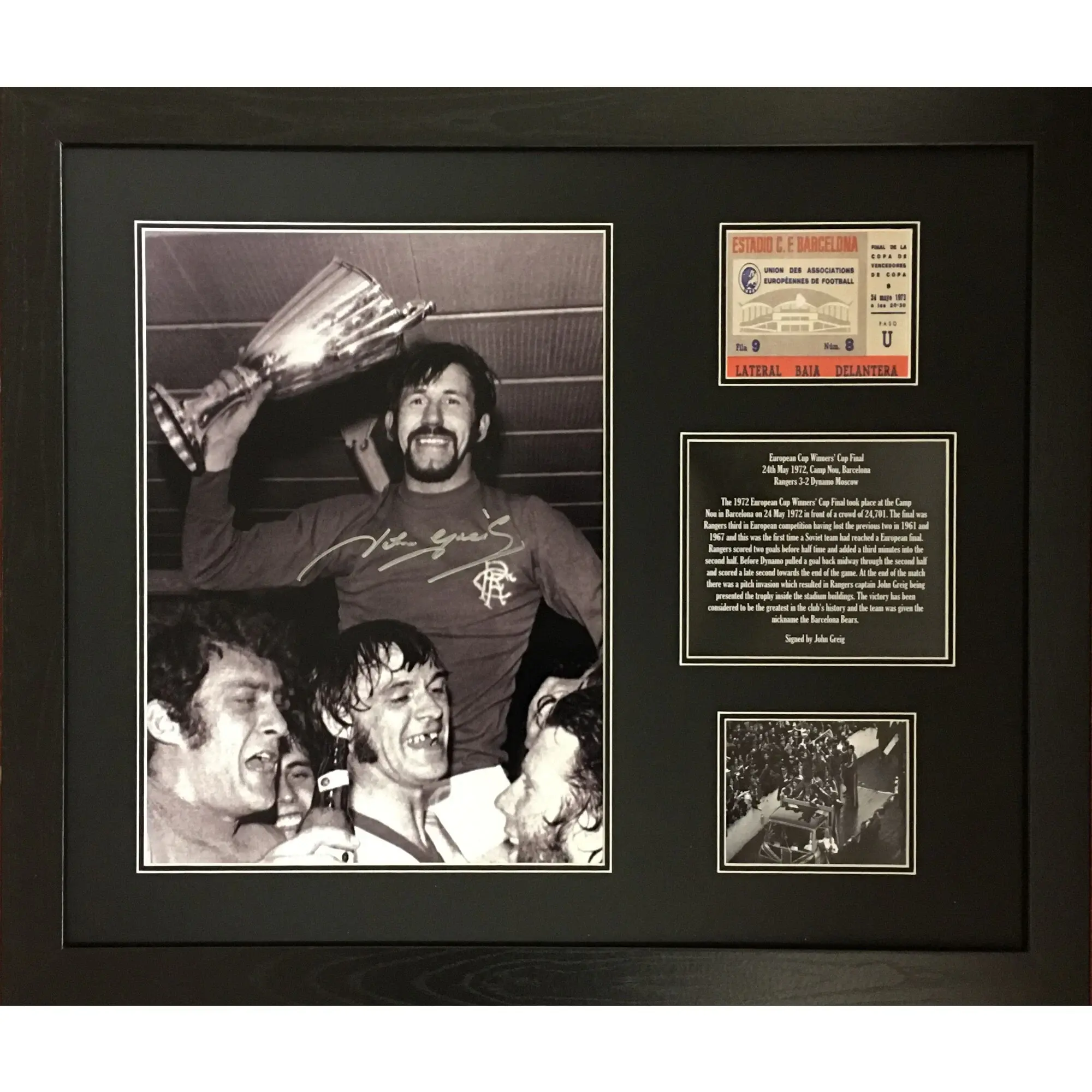 John Greig Signed Photo - Framed