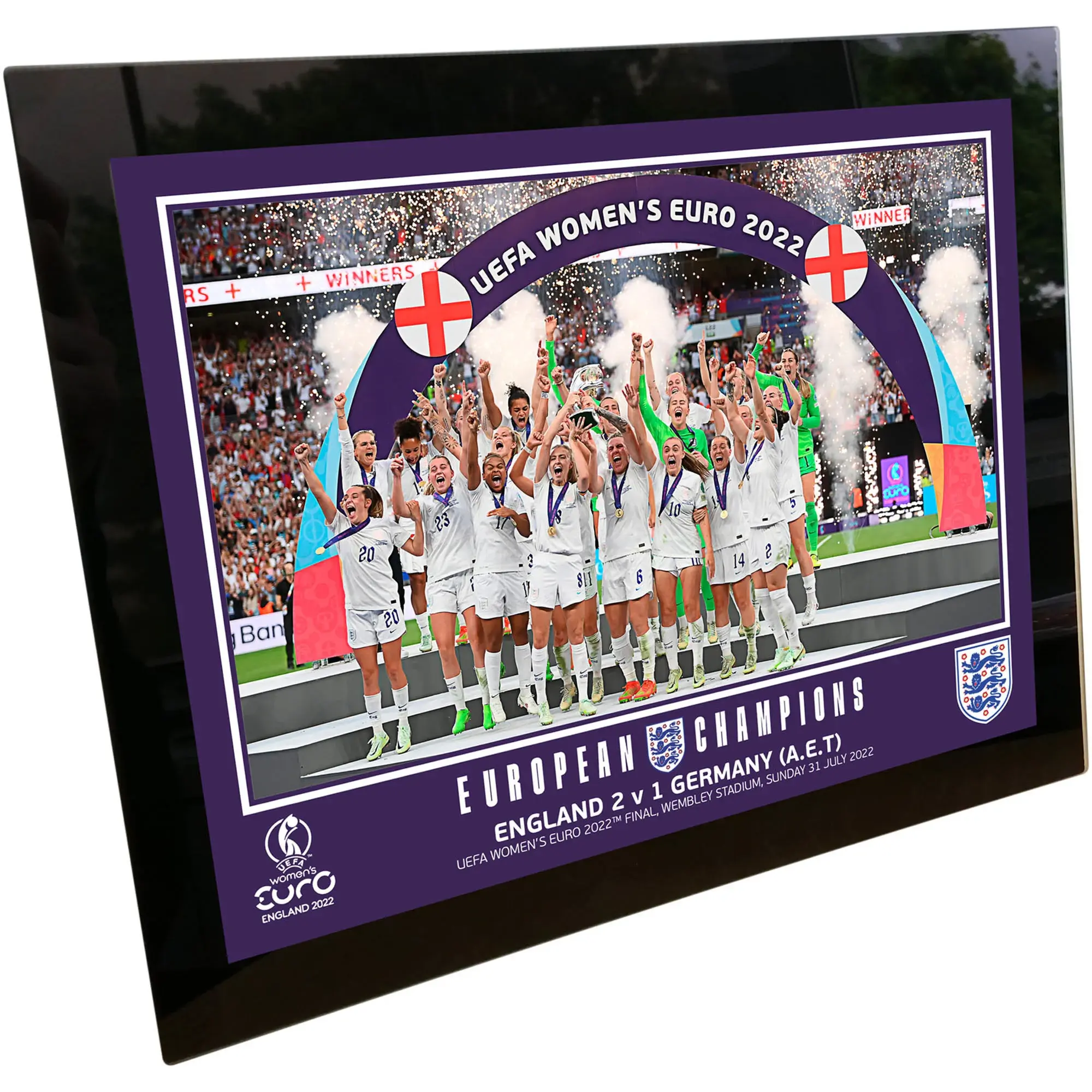 England Women's Euros European Champions 2022 Celebration Glass Frame - 8 x 6 Inch