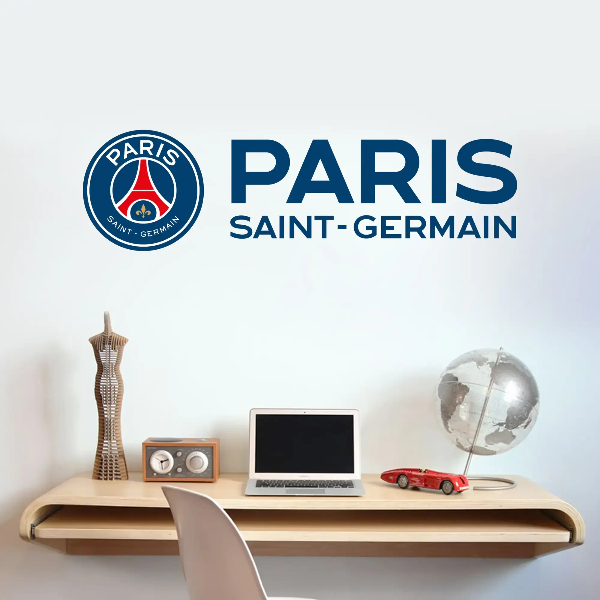 Paris Saint-Germain Crest and Club Name Wall Sticker - 60cm x 15cm