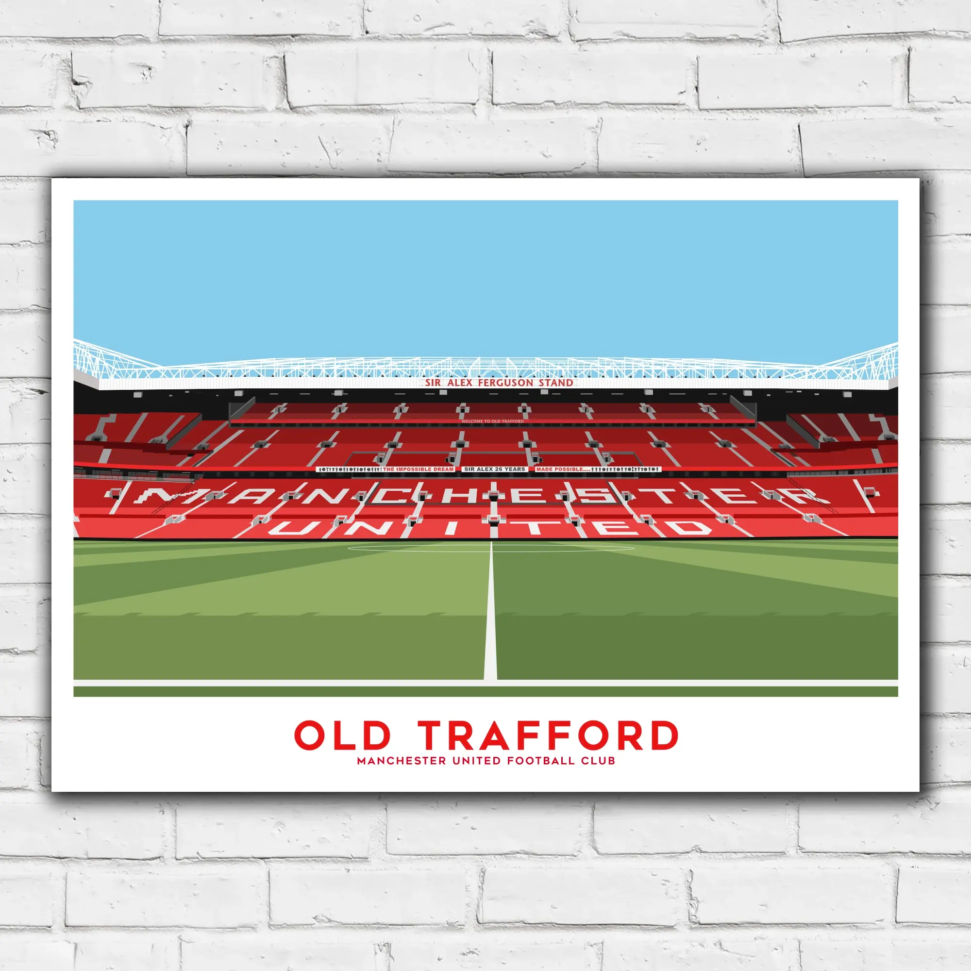 Manchester United Old Trafford SAF Stand Illustration Print - A3