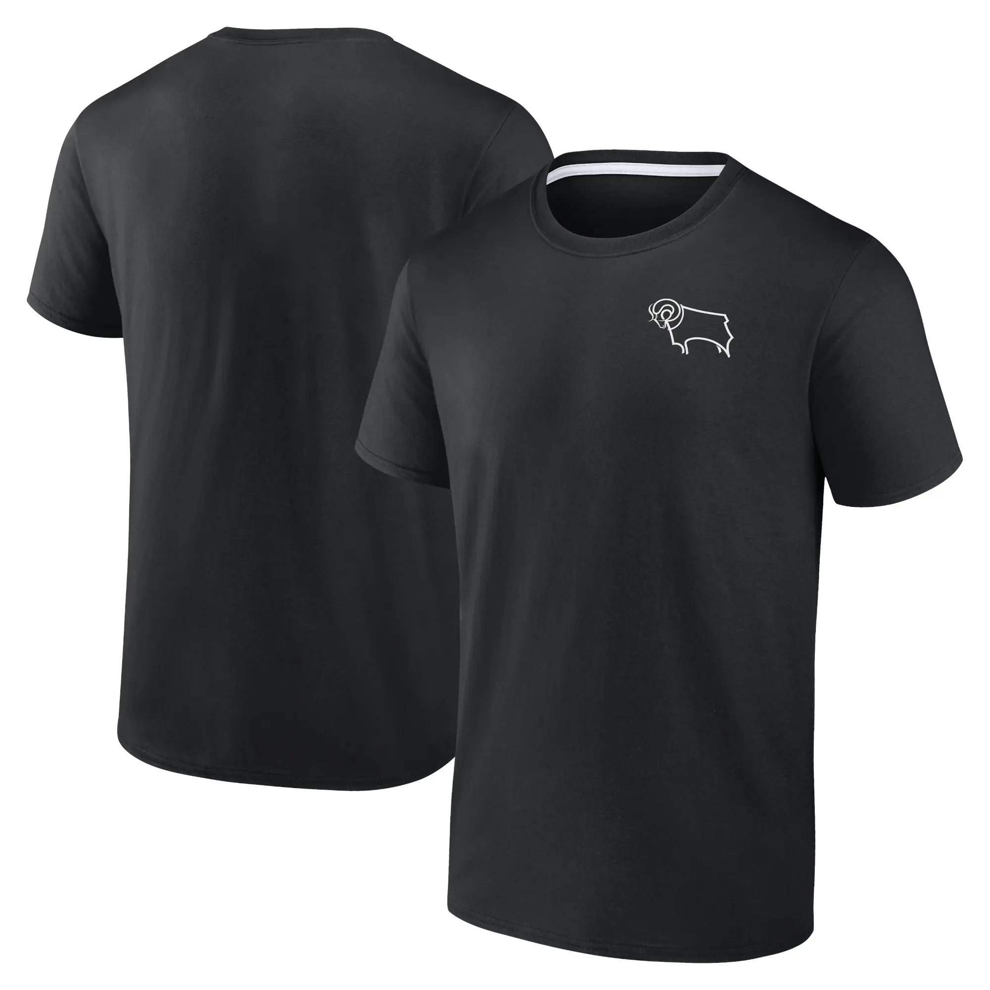 Fanatics Unlabeled Derby County Essentials Small Crest T-Shirt - Black - Mens