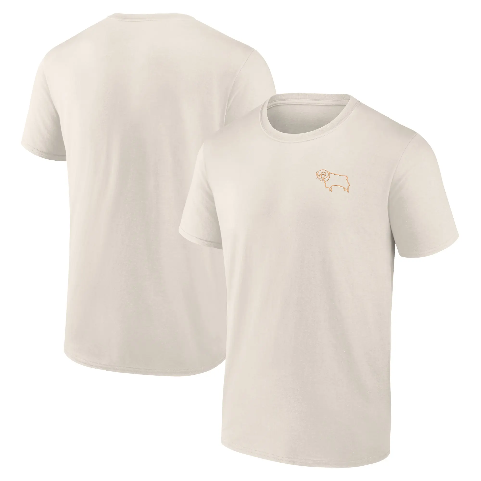 Fanatics Unlabeled Derby County Essentials Small Crest T-Shirt - Off White - Mens