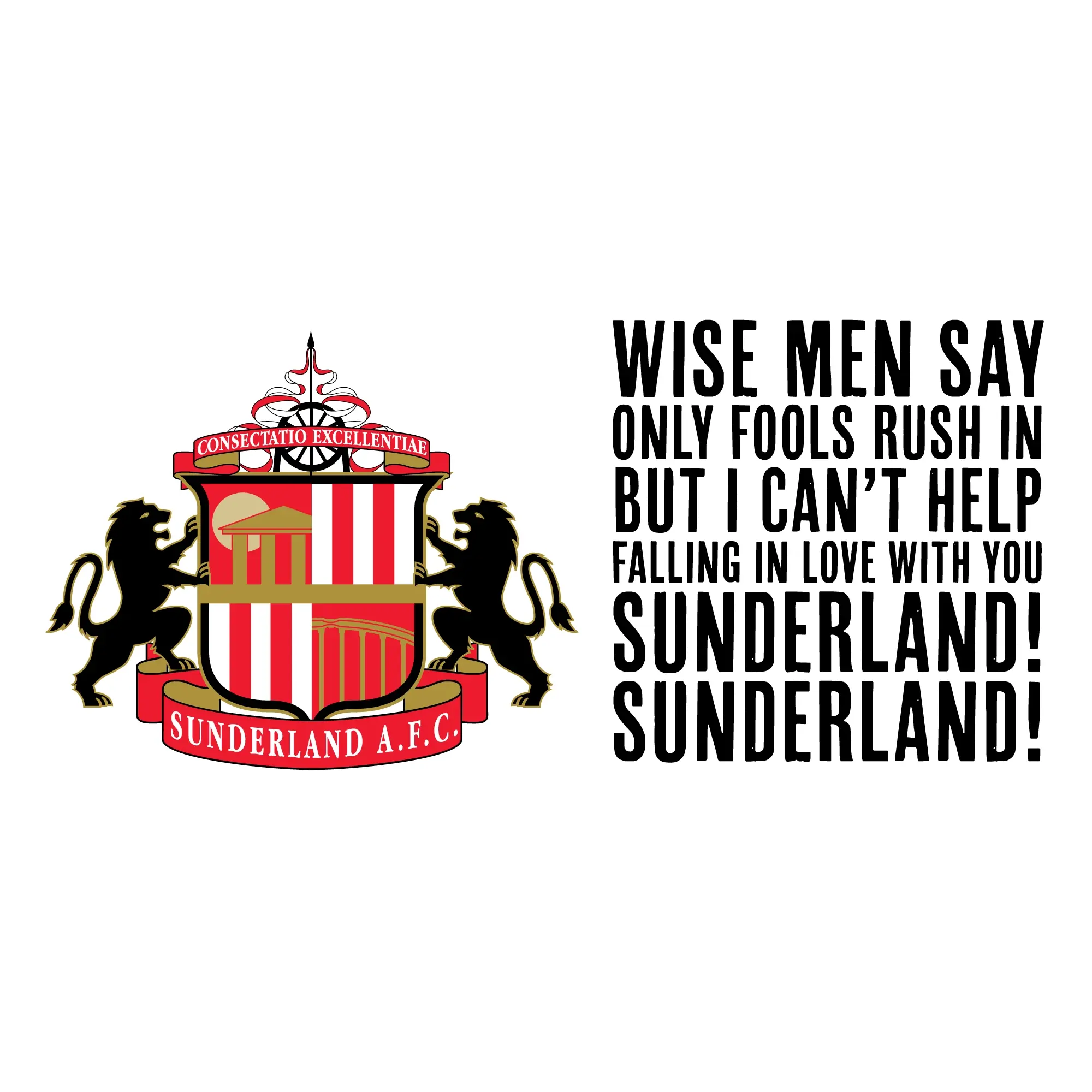 Fanatics Unlabeled Sunderland Crest and Song Wall Sticker - 60cm width x 25cm height