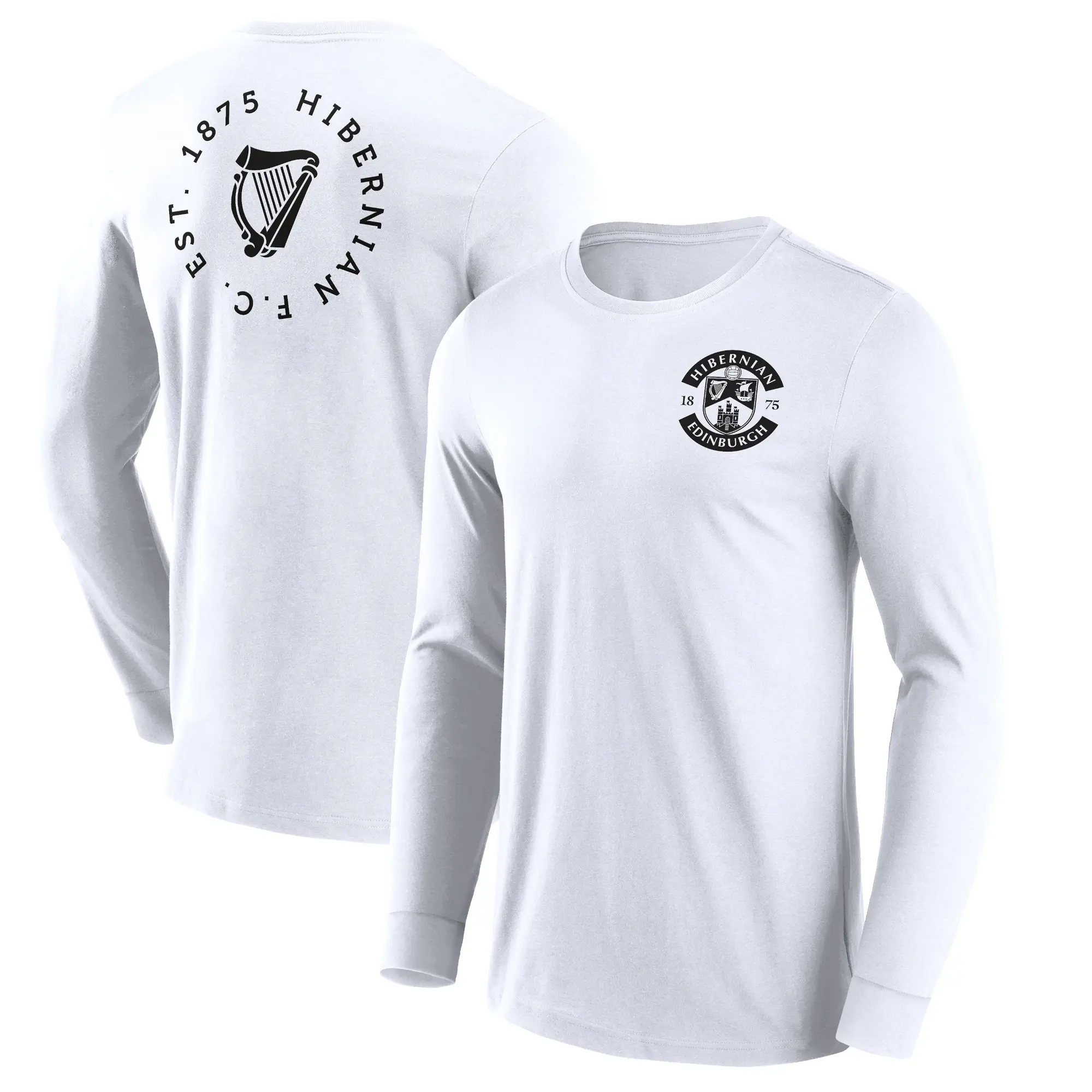 Fanatics Hibernian Loop Graphic Long Sleeve T-Shirt - White - Mens