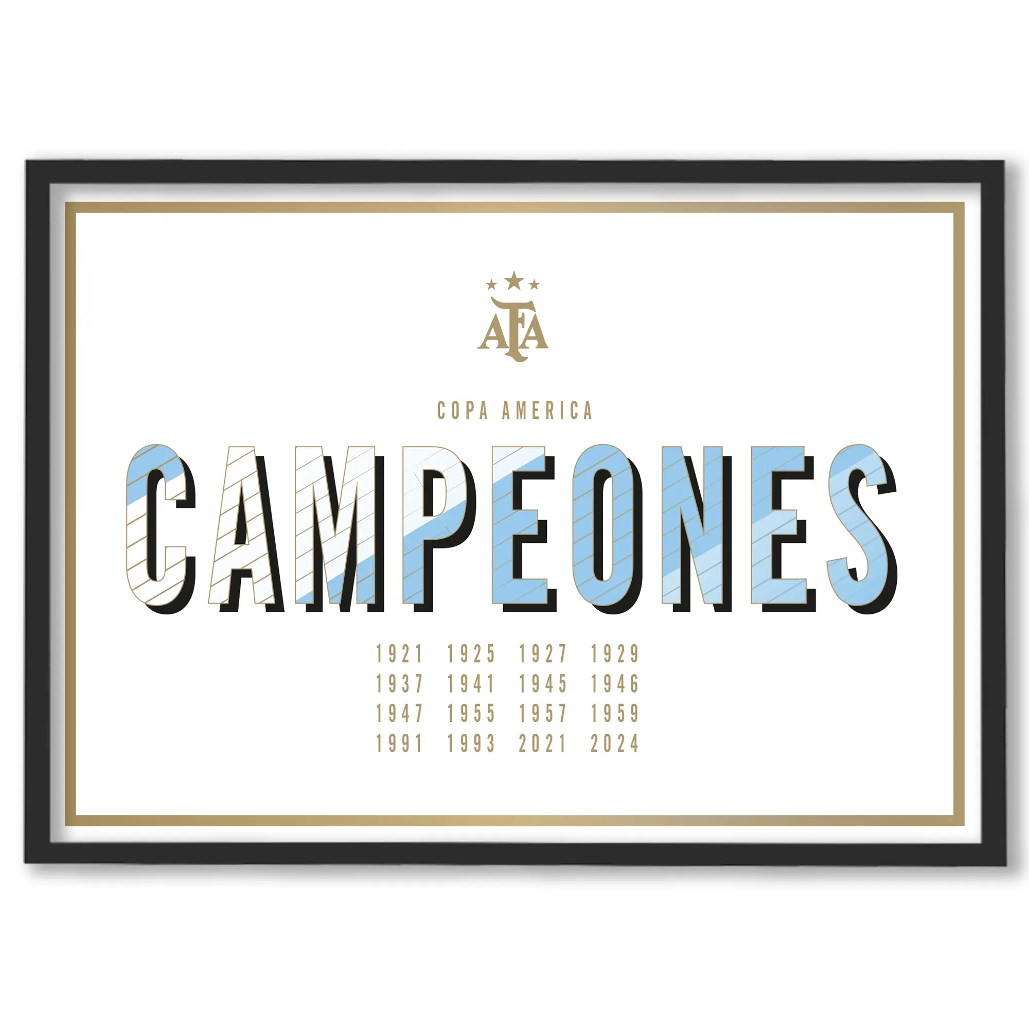 Argentina Copa America Champions 2024 Print - Framed A3