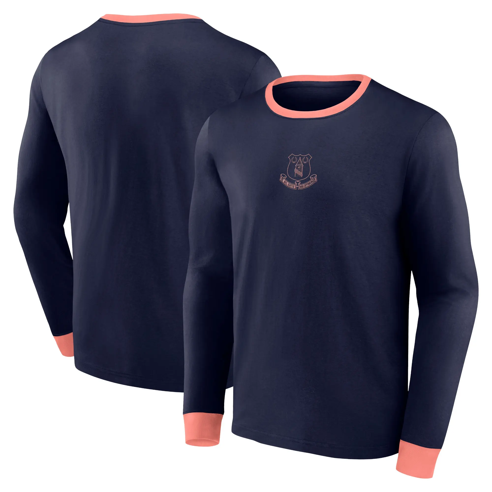 Fanatics Unlabeled Everton Heritage Long Sleeve T-Shirt - Navy - Mens